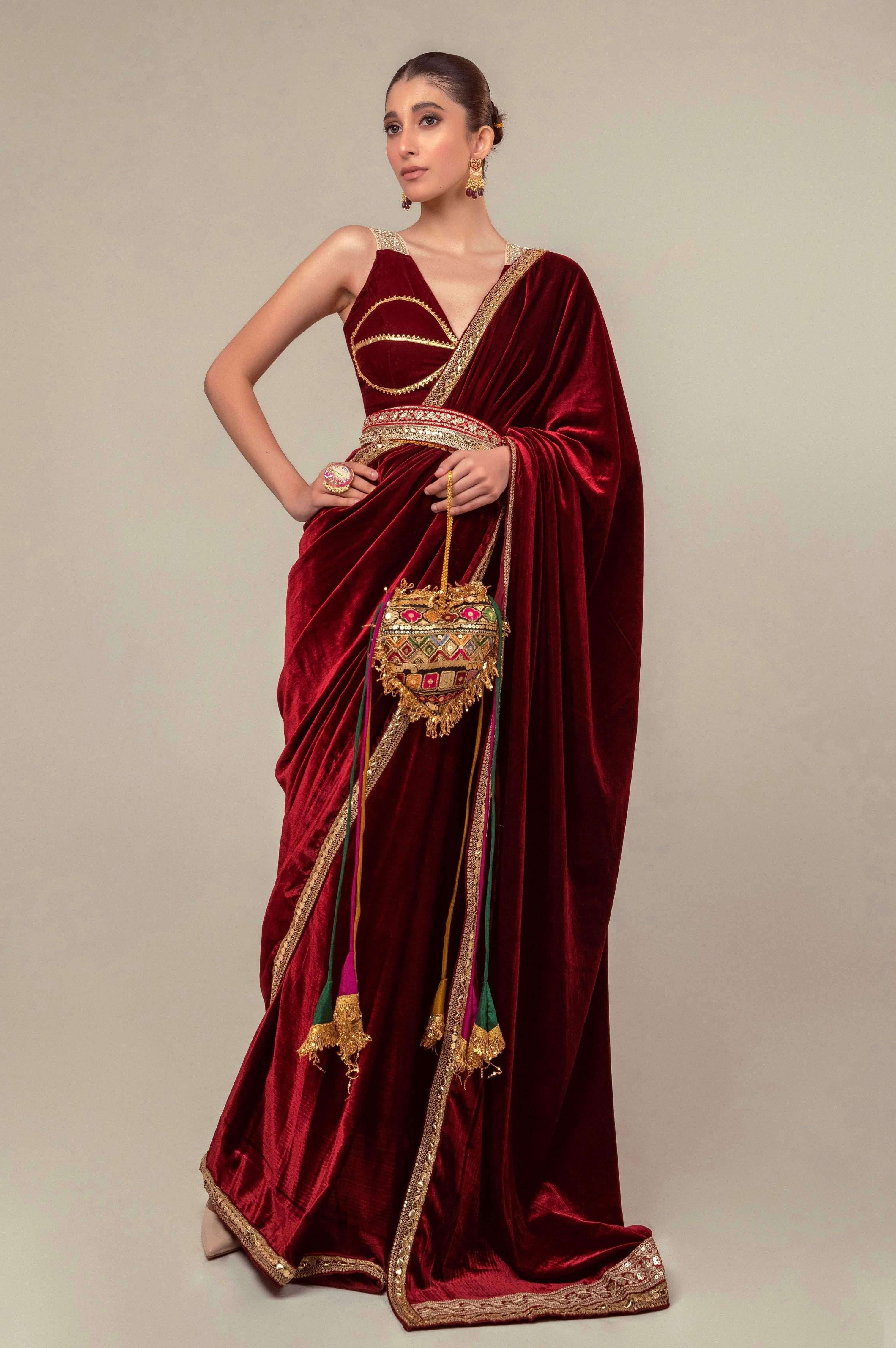 RUBY RUSH SAREE WITH MULBERRY MIST BLOUSE.