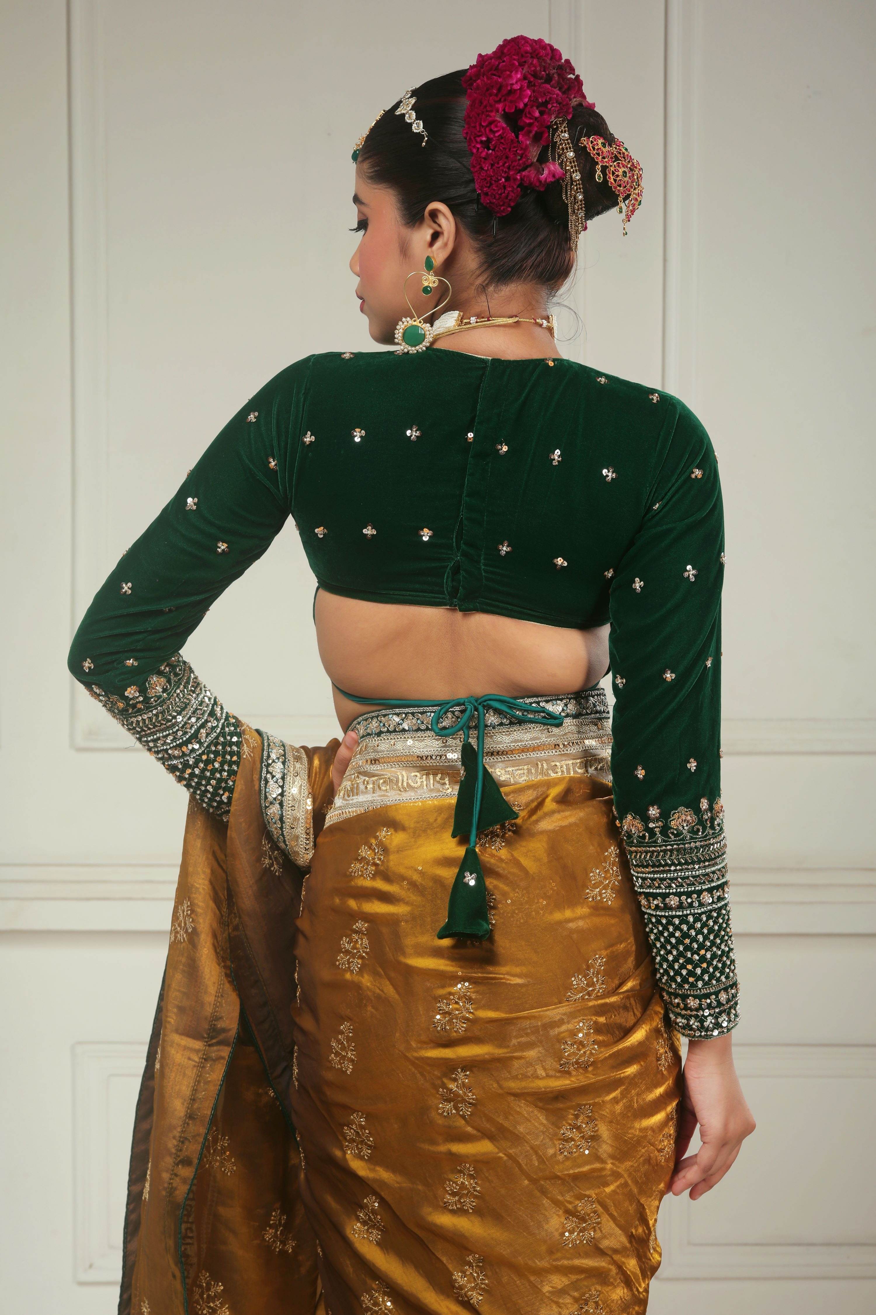 SUNRISE SILHOUETTE SAREE WITH GARDEN GRANDEUR BLOUSE