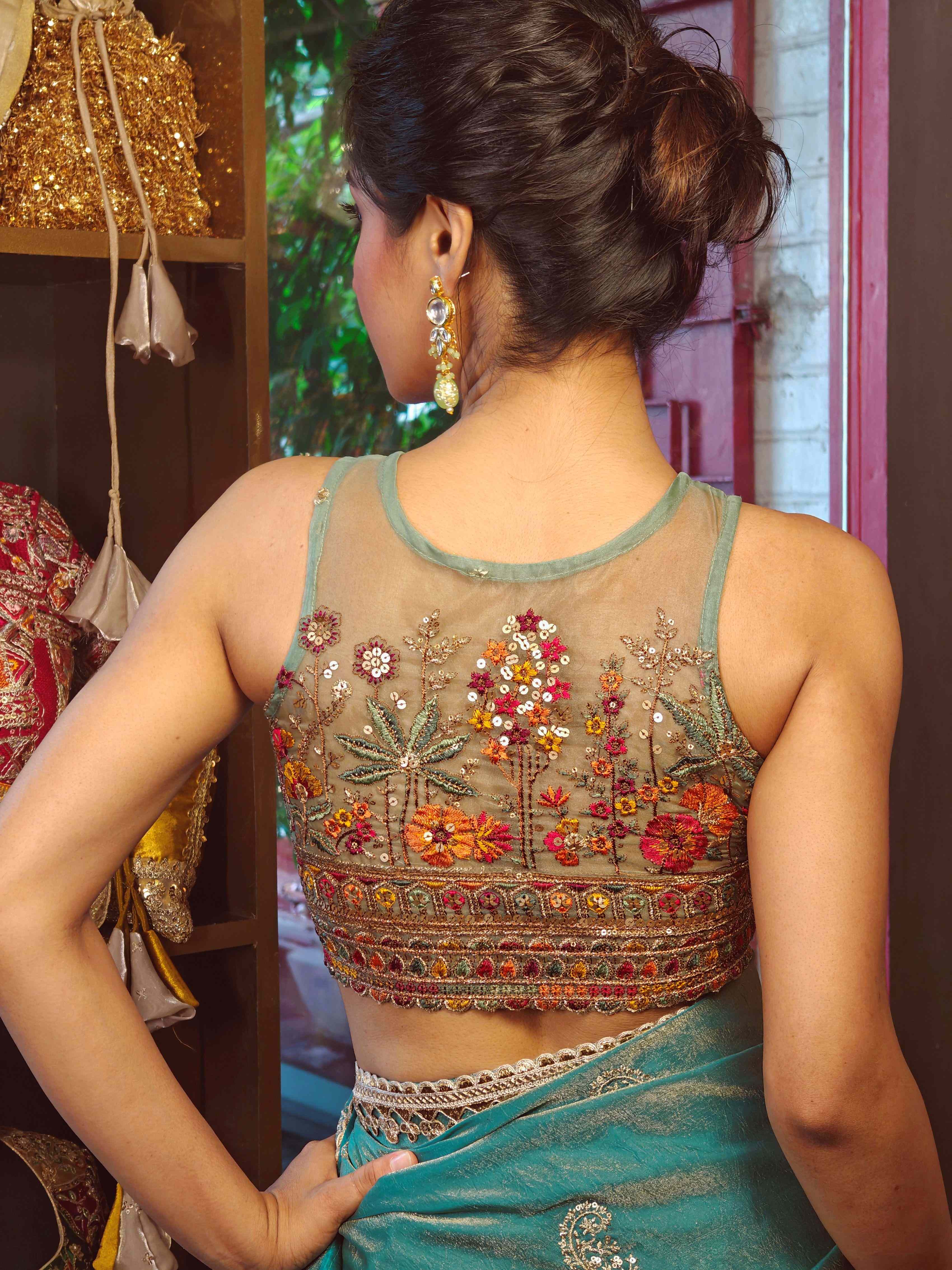 AQUA AURA SAREE WITH MORNING DEW BLOUSE