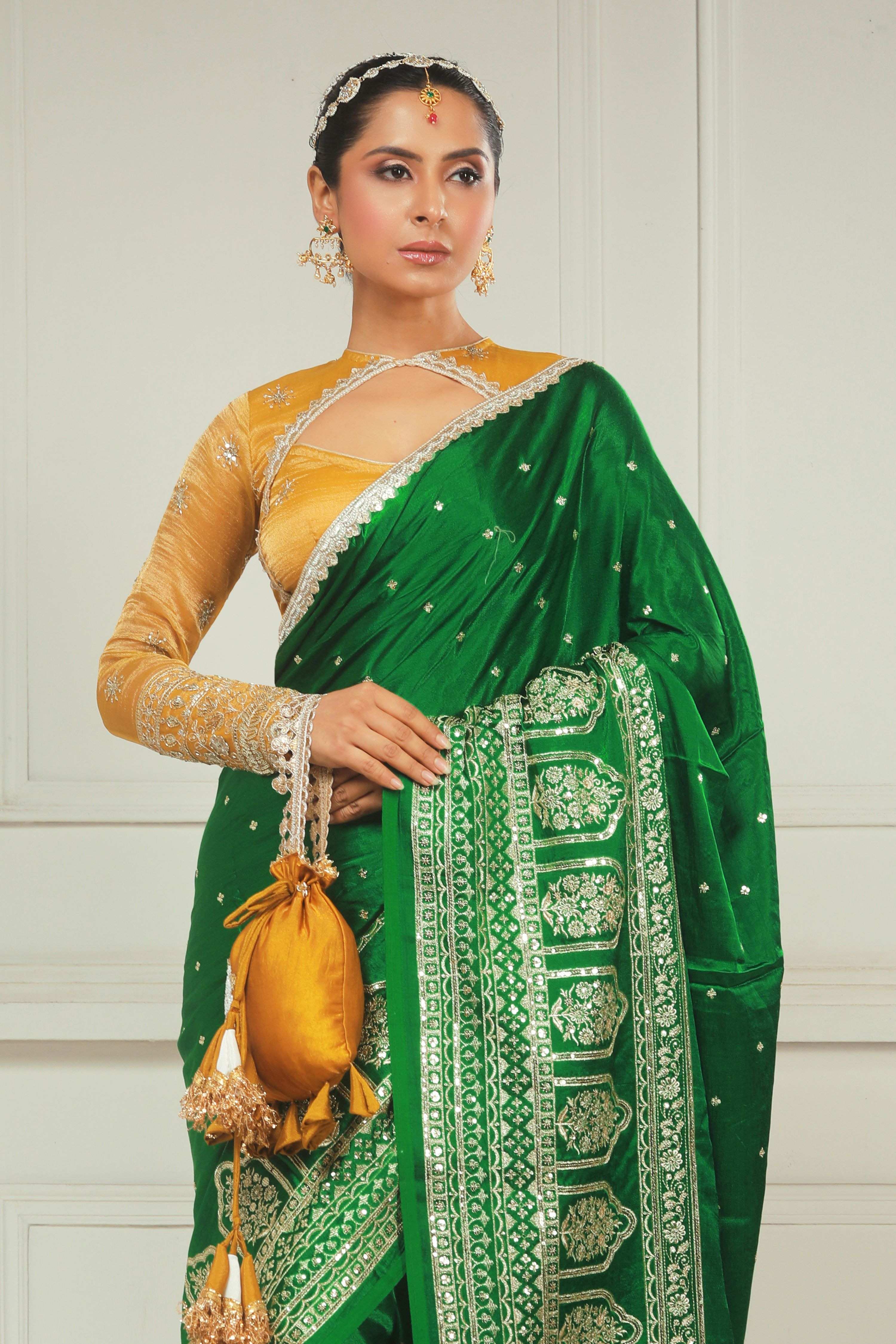 TIMELESS TAPESTRY SAREE WITH HONEY WILDFLOWER BLOUSE