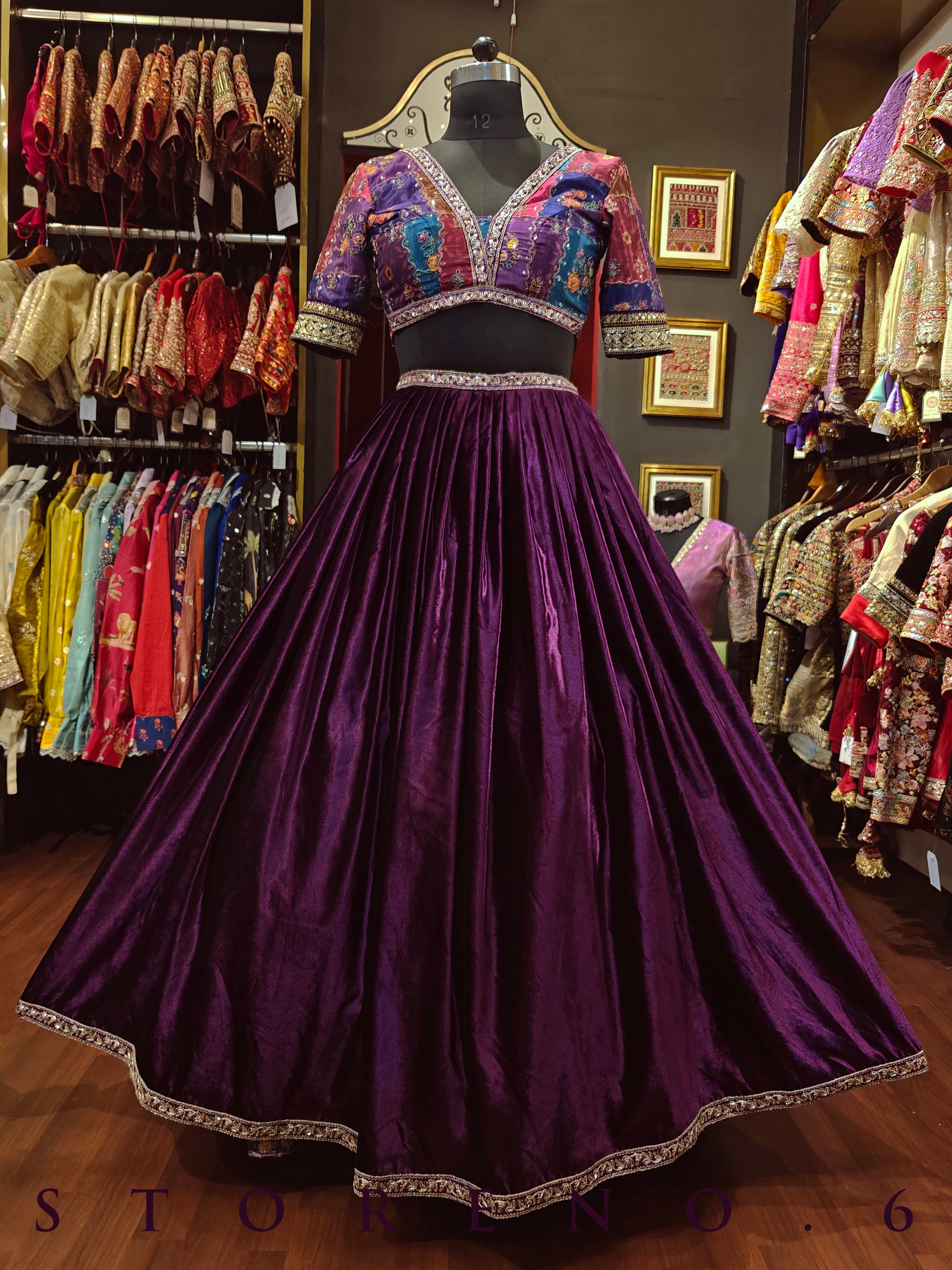 JAMUN VELVET LEHENGA SKIRT(WITH CANCAN)