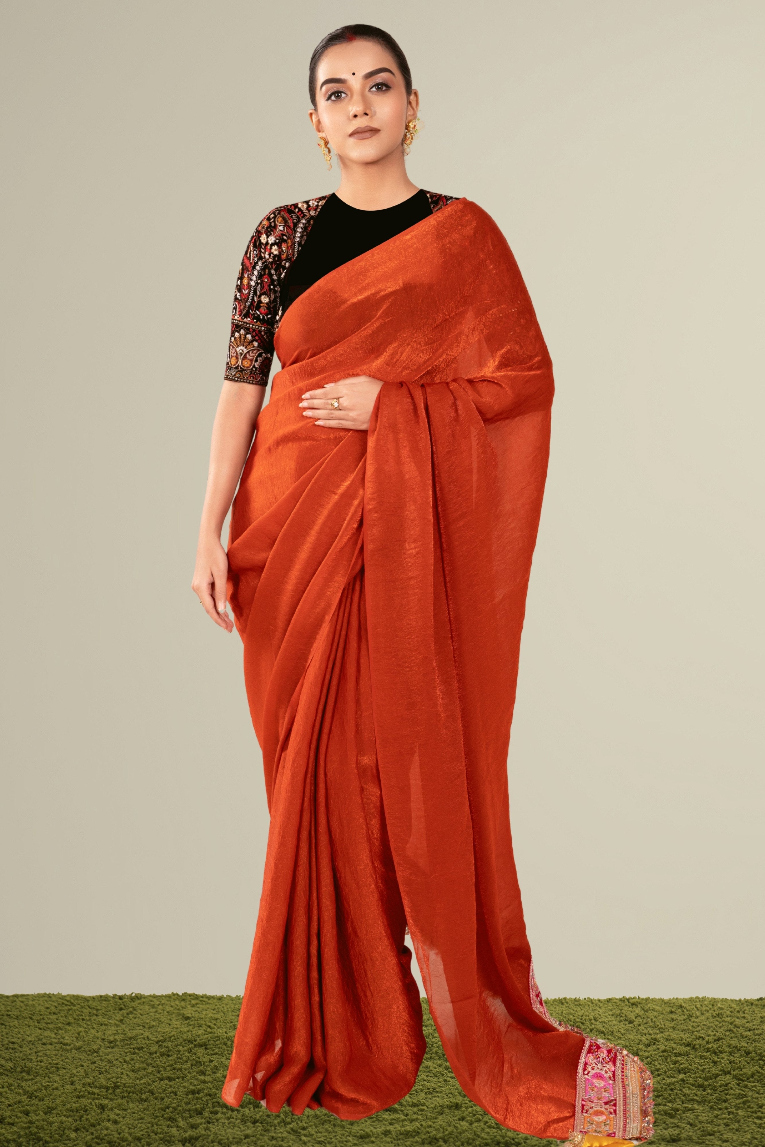 SUNSET SURPRISE SAREE WITH KOLKI LUXURY BLOUSE