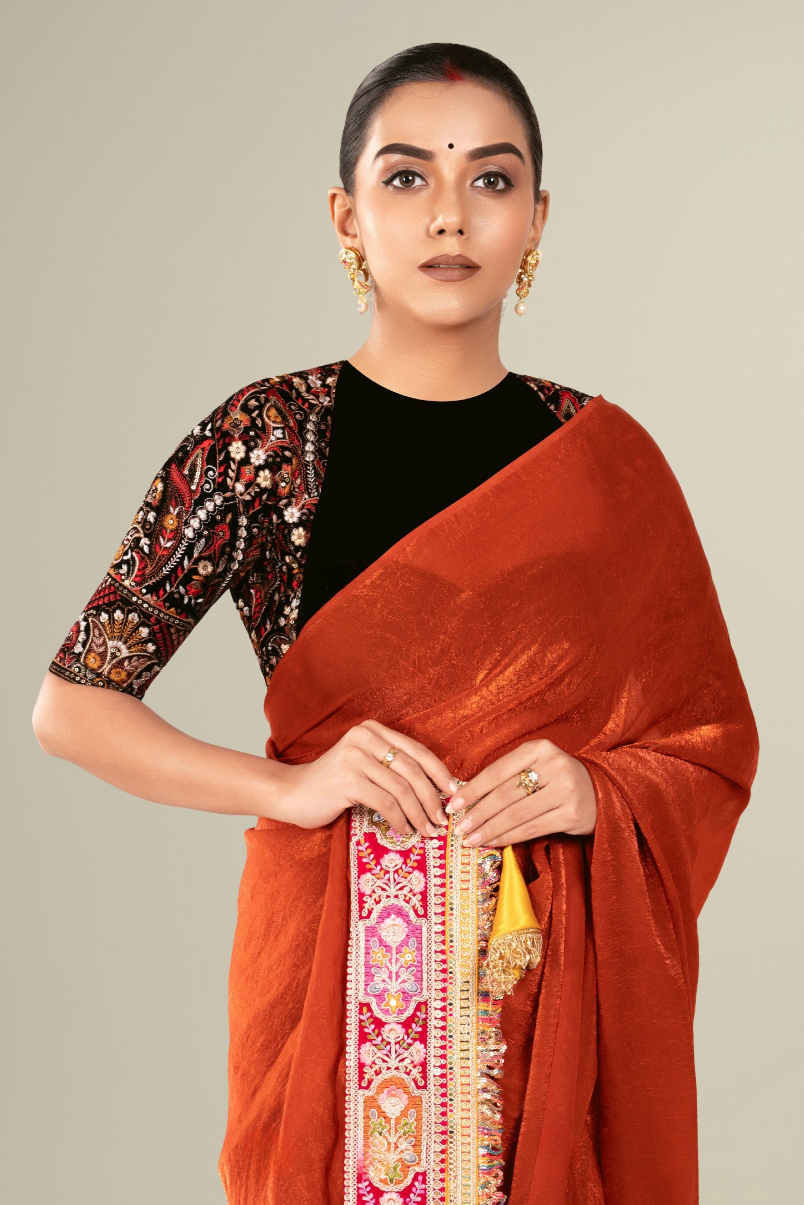 SUNSET SURPRISE SAREE WITH KOLKI LUXURY BLOUSE