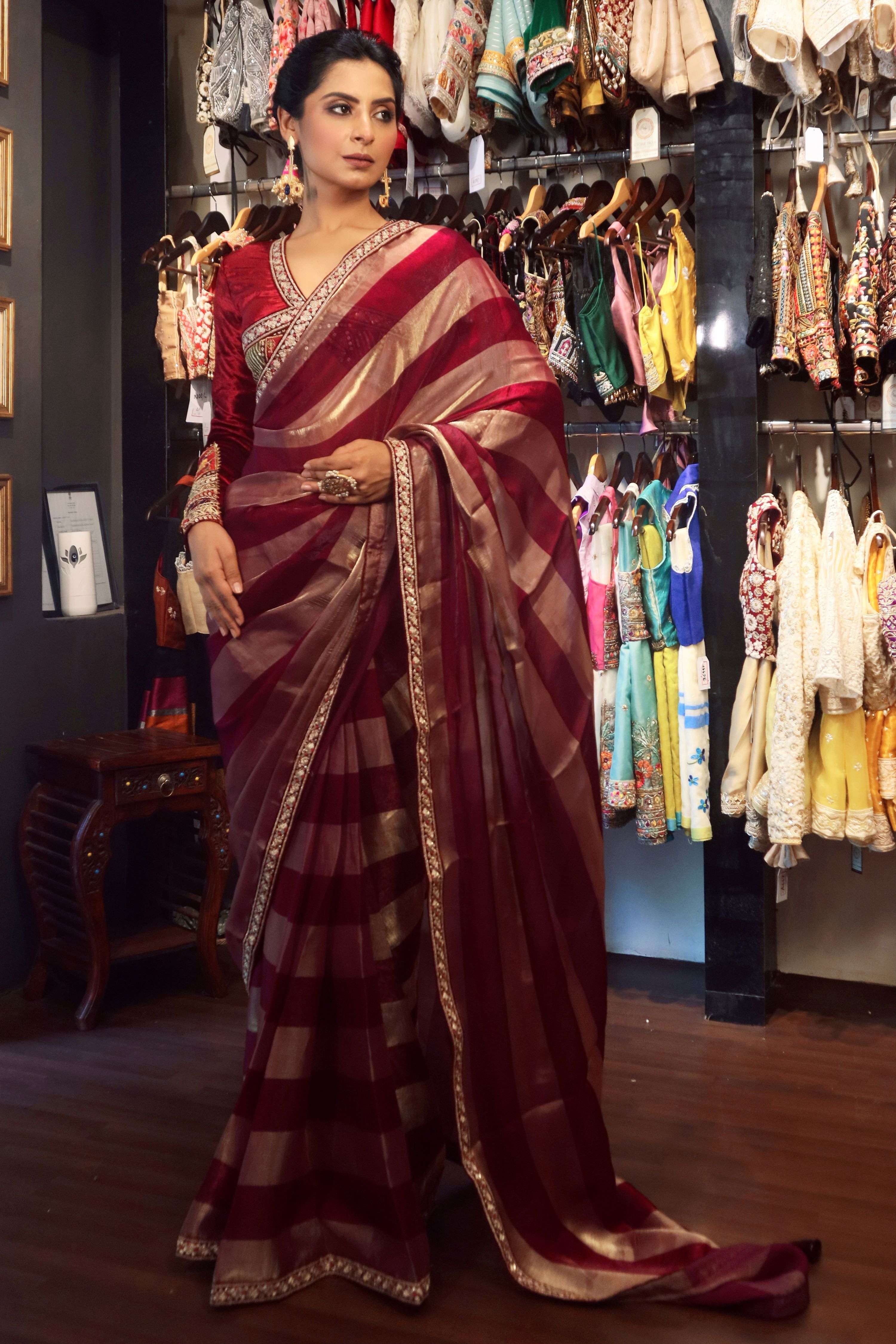 CHERRY CONTOUR SAREE