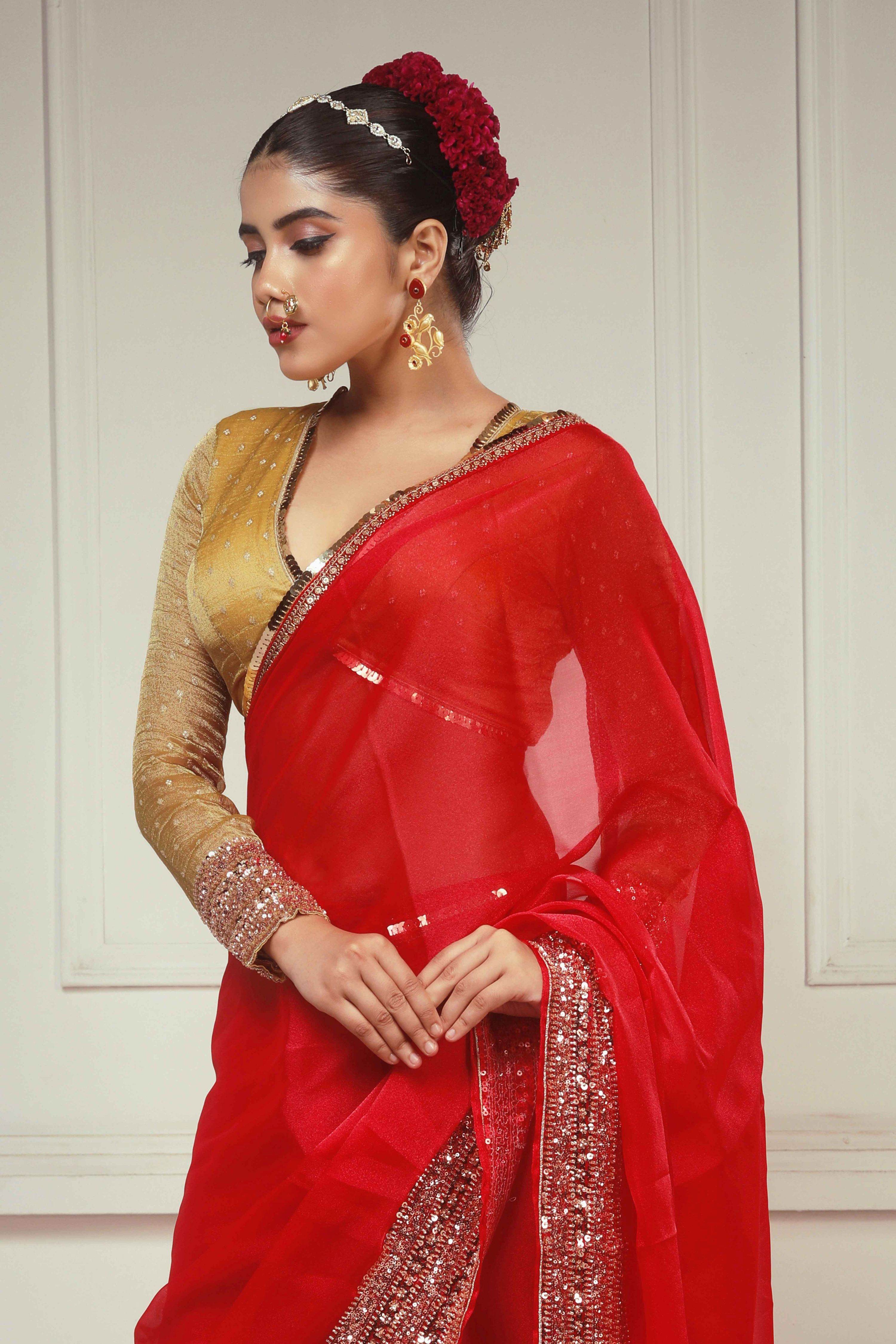 CRIMSON DESIRE SAREE WITH ROYAL DESIRE BLOUSE