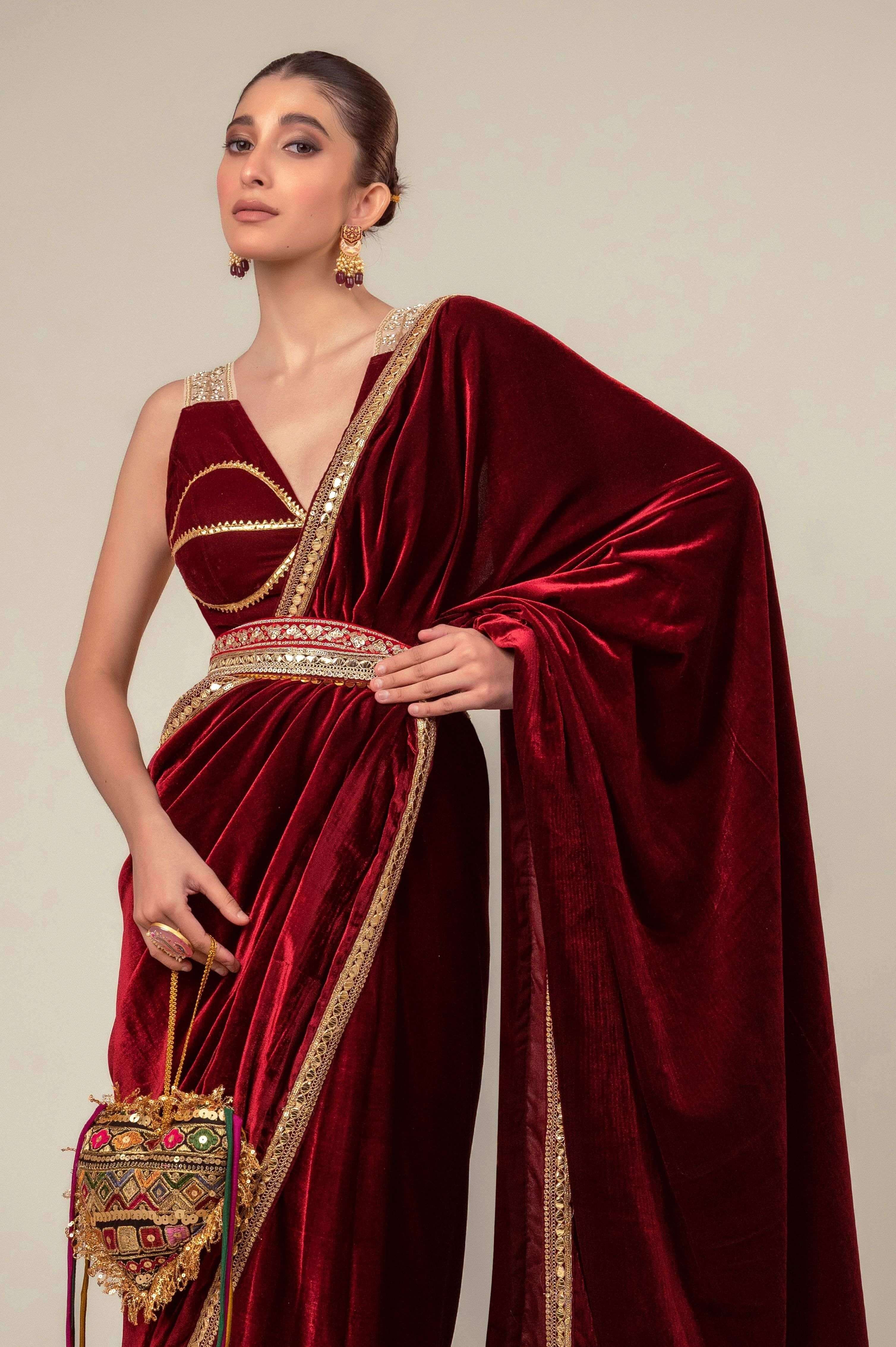 RUBY RUSH SAREE WITH MULBERRY MIST BLOUSE.