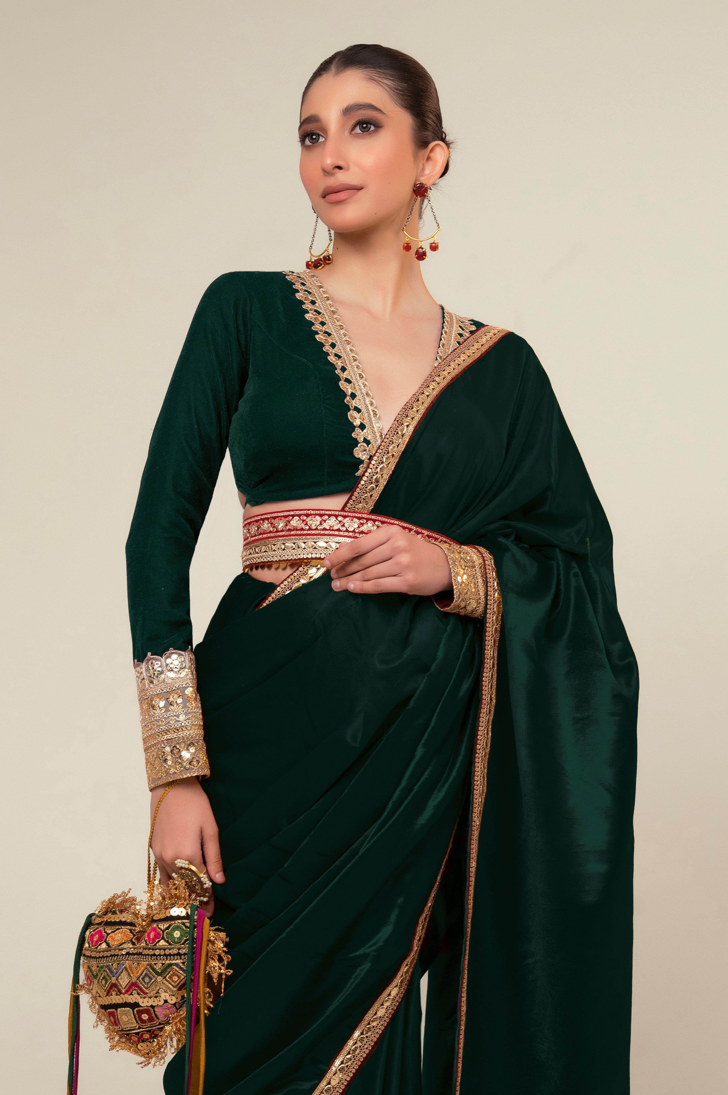 LUXE EMERALD SAREE WITH EMERALD EDGE BLOUSE