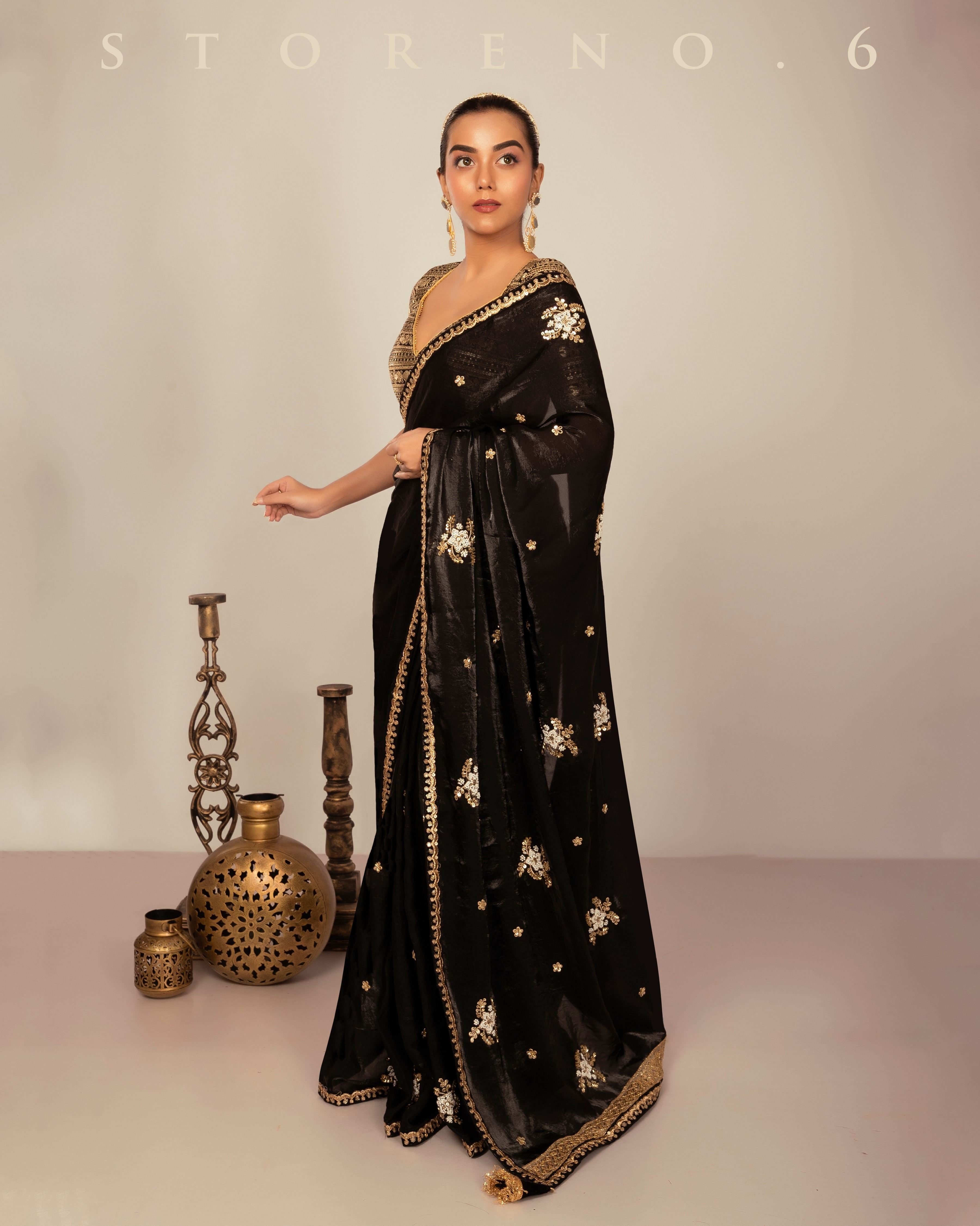 MIDNIGHT MAGNOLIA SAREE