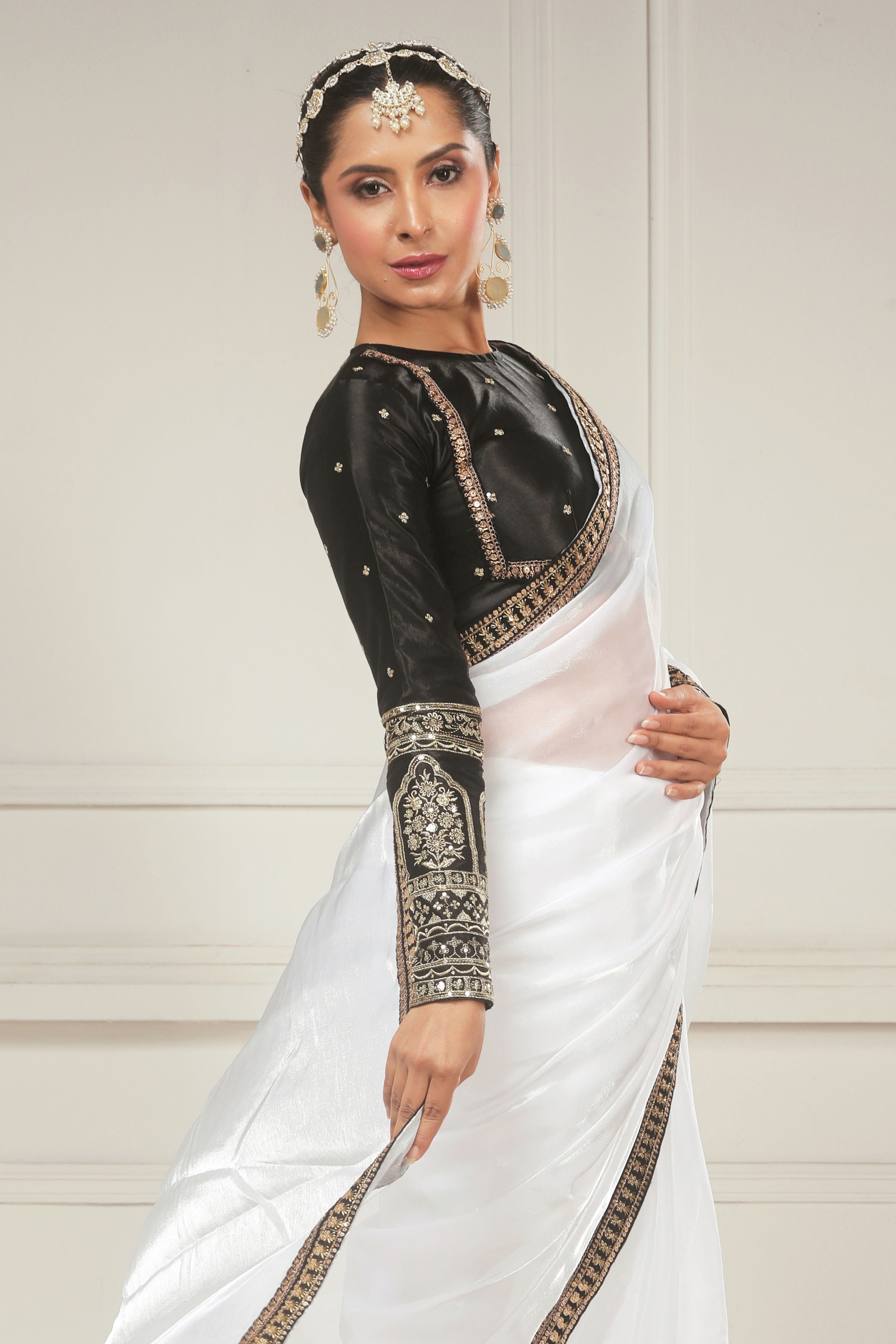 CHESS CHIC SAREE WITH TUX TRIBUTE BLOUSE