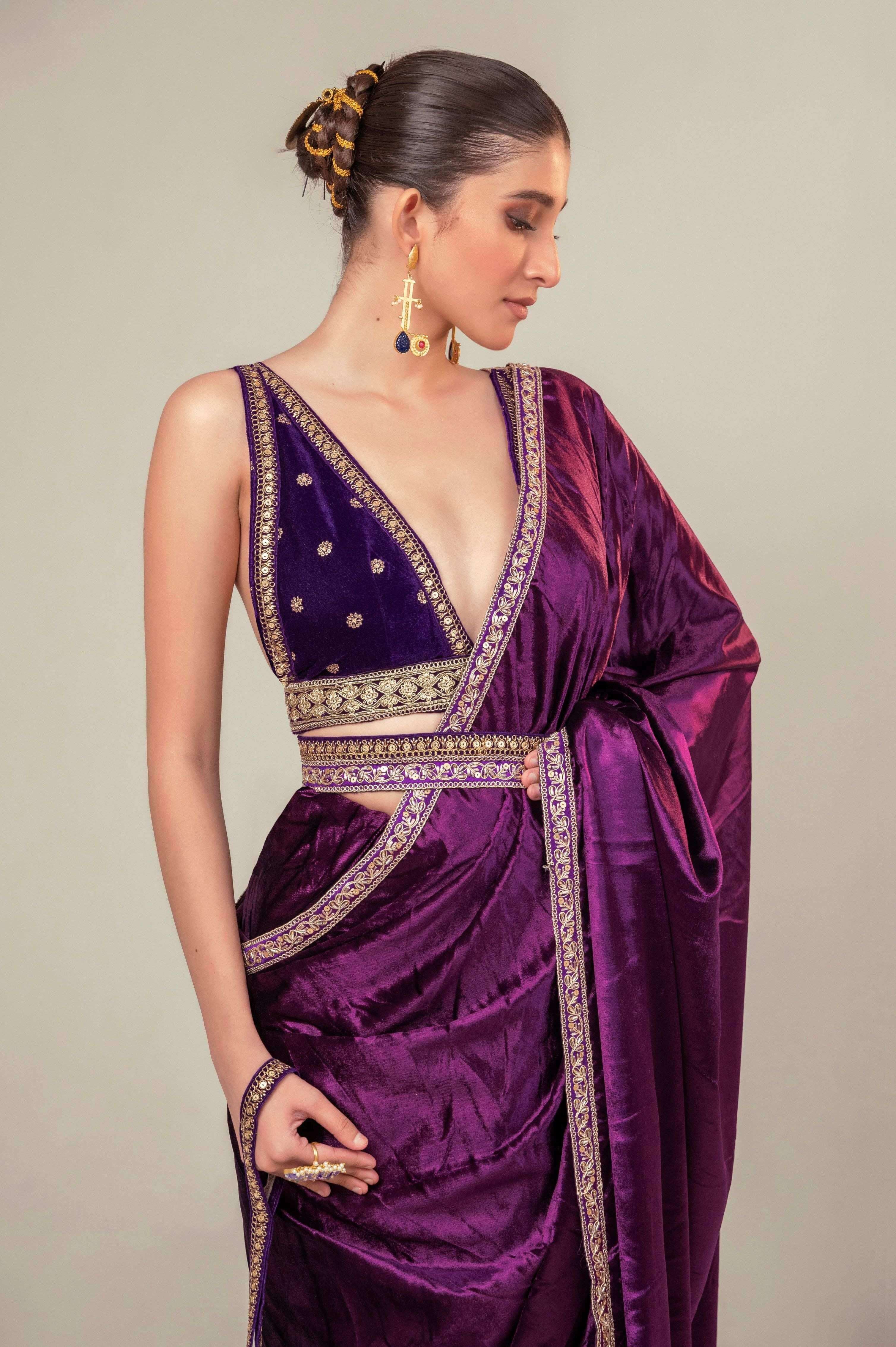 POP PALETTE SAREE WITH BERRY BLINK BLOUSE.