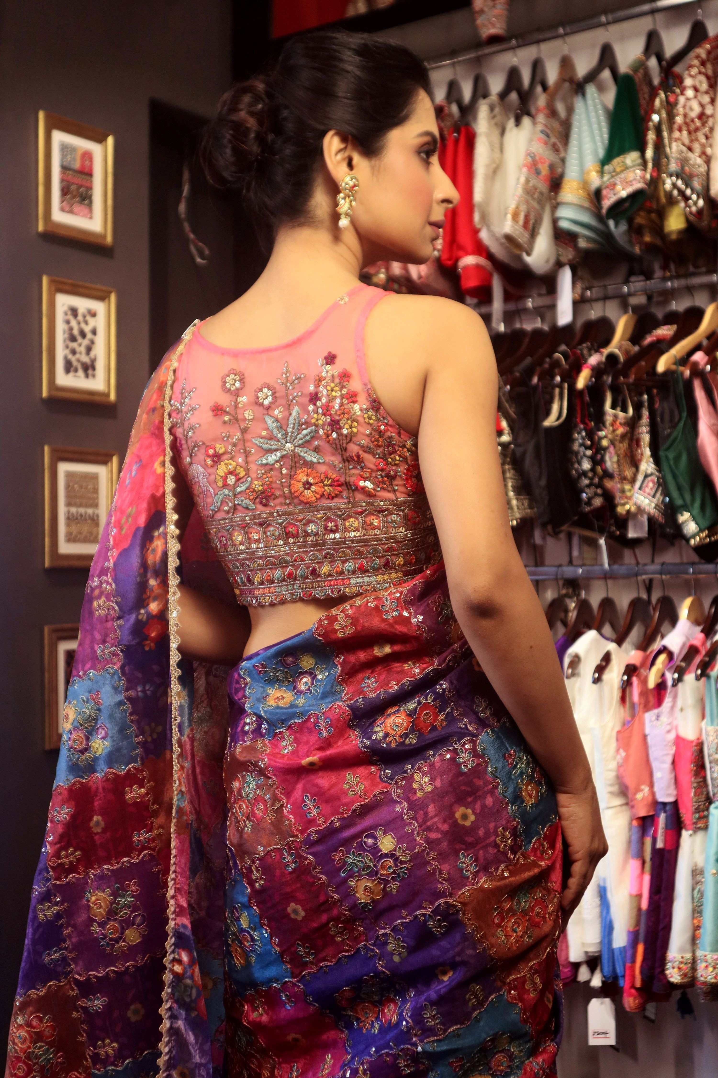 RAISIN RHAPSODY SAREE WITH BLUSH HORIZON BLOUSE