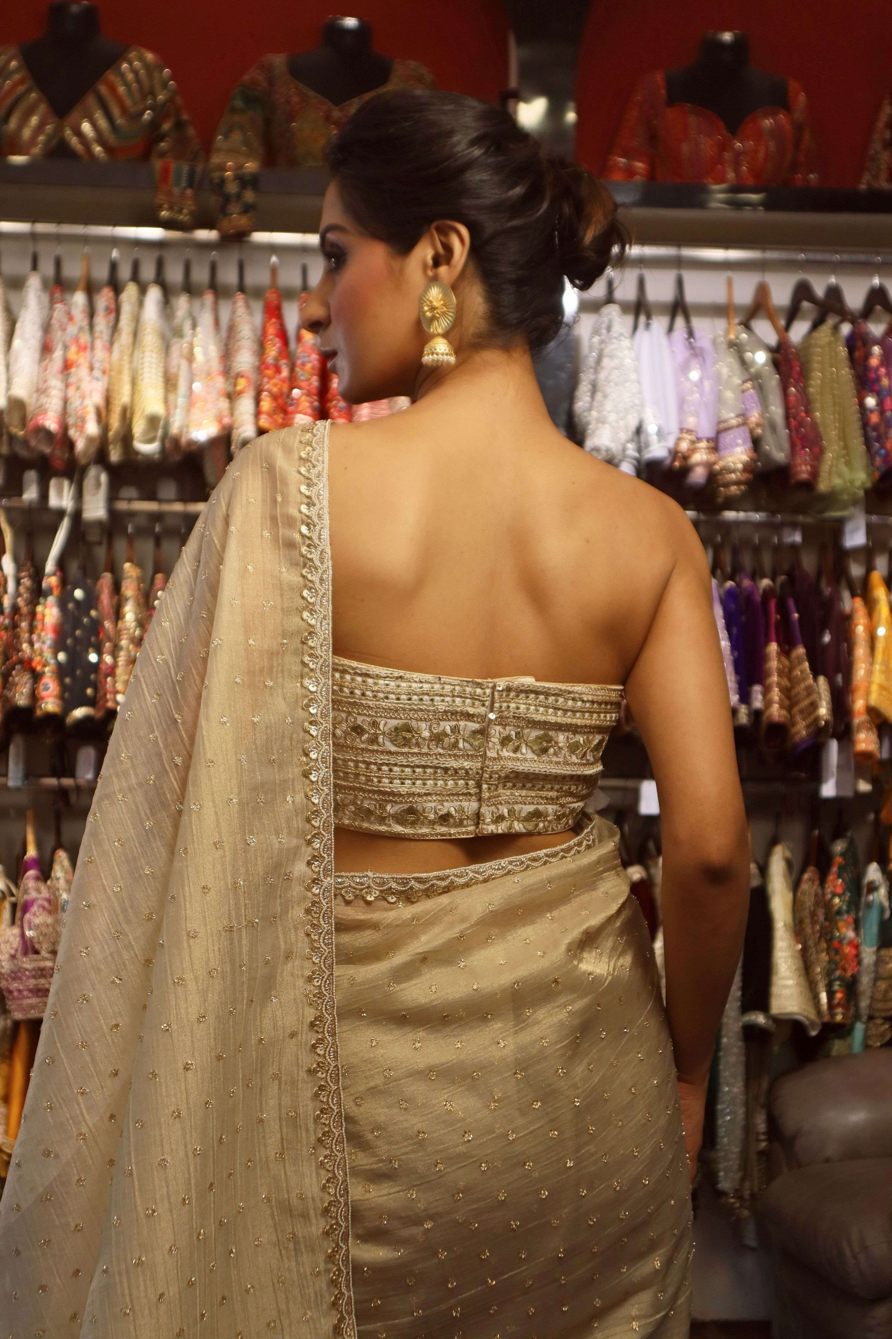 MIDAS MUSE SAREE WITH INTENSE IVORY CORSET BLOUSE