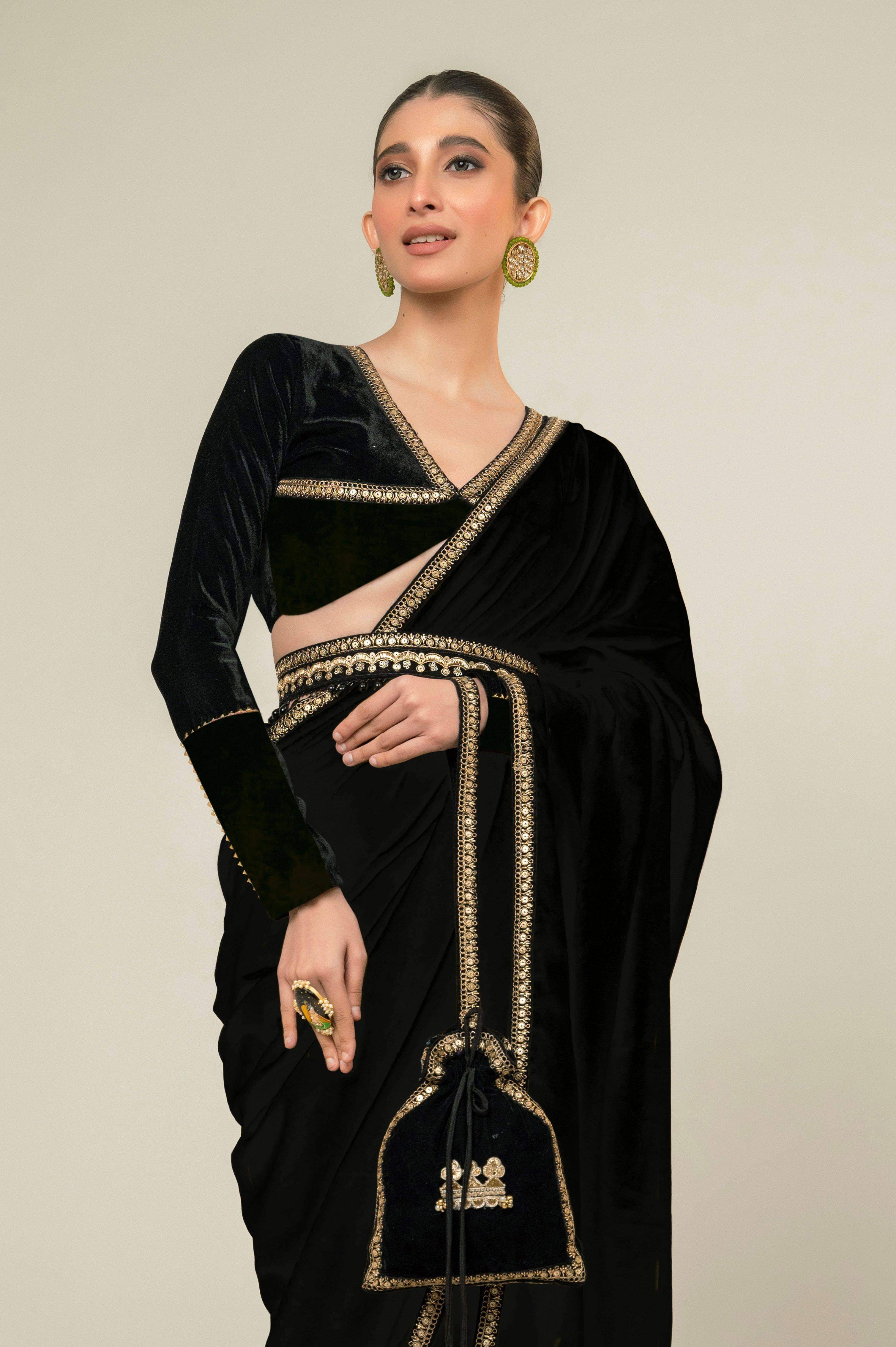 VELVET VANITY SAREE WITH MIDNIGHT CHARM BLOUSE