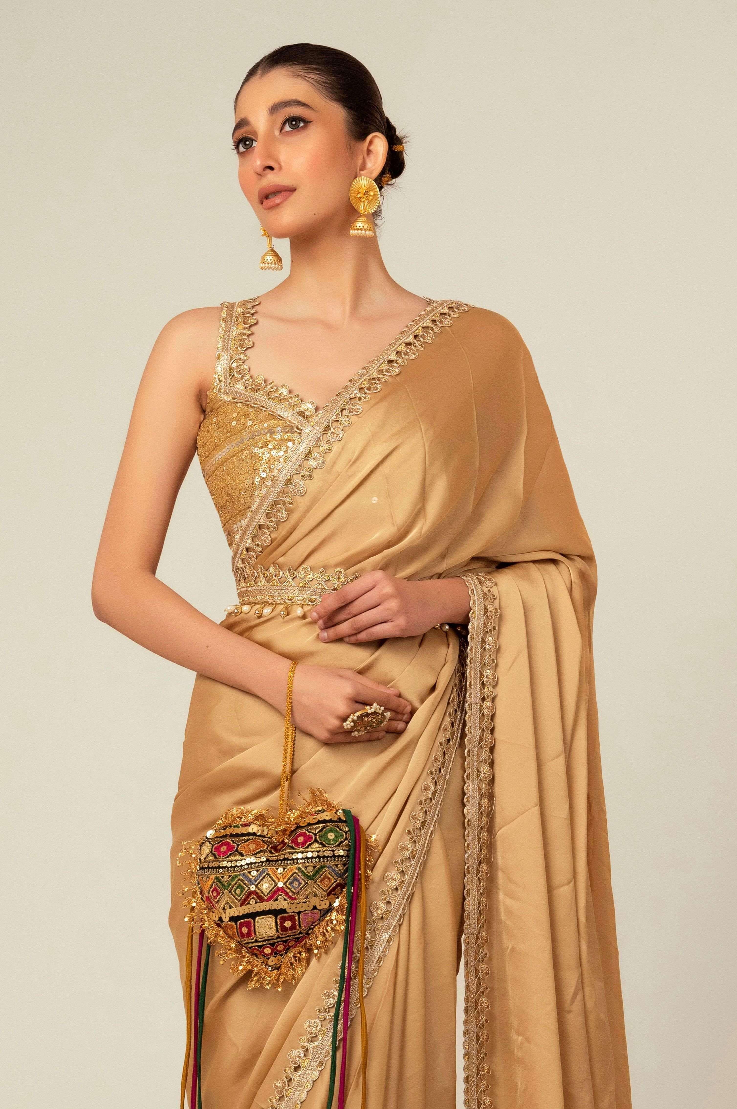 SEQUIN SPARK SAREE WITH LIME LIGHT BLOUSE.