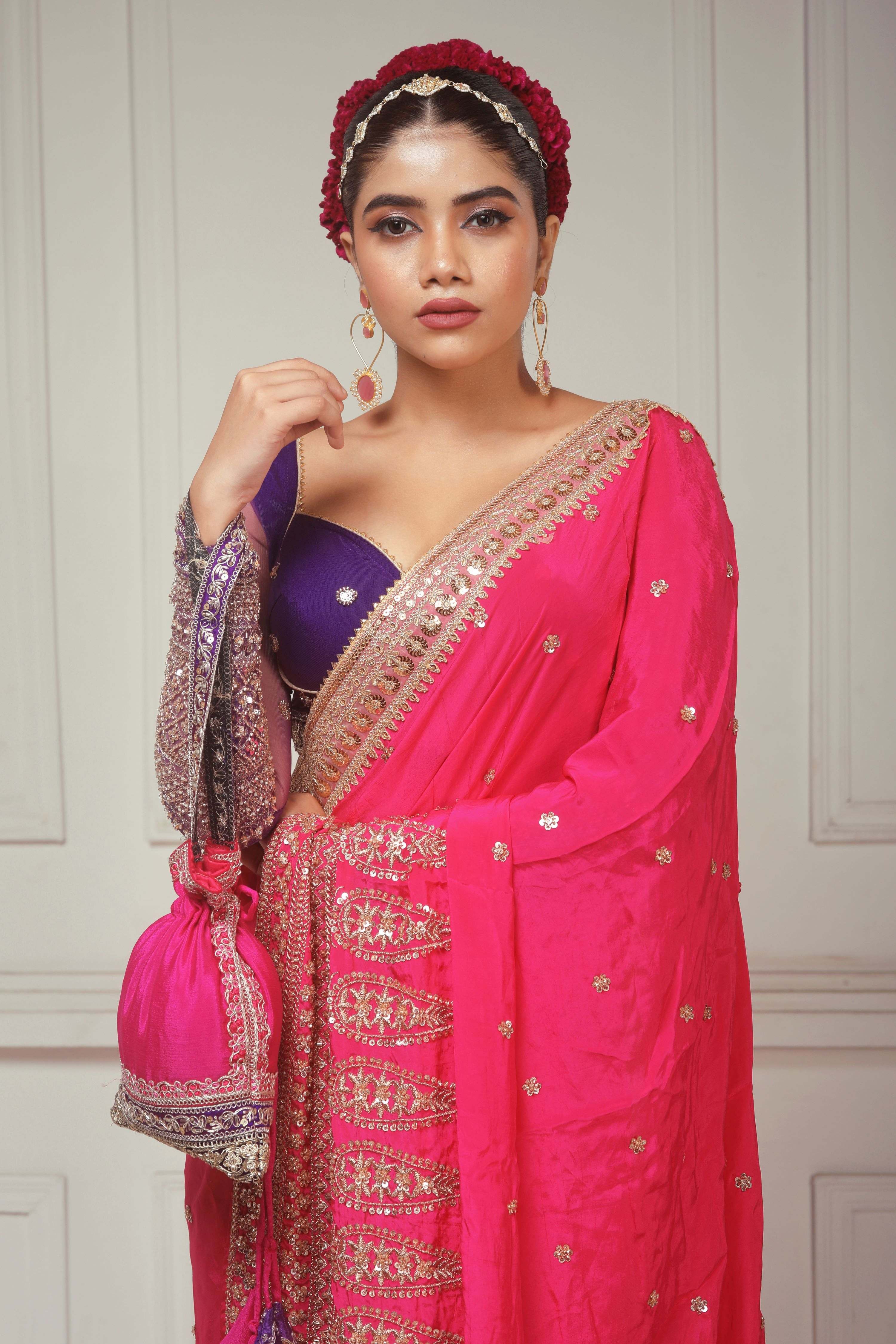 ROSE LUXE SAREE WITH MAJESTIC CHANDELIER BLOUSE