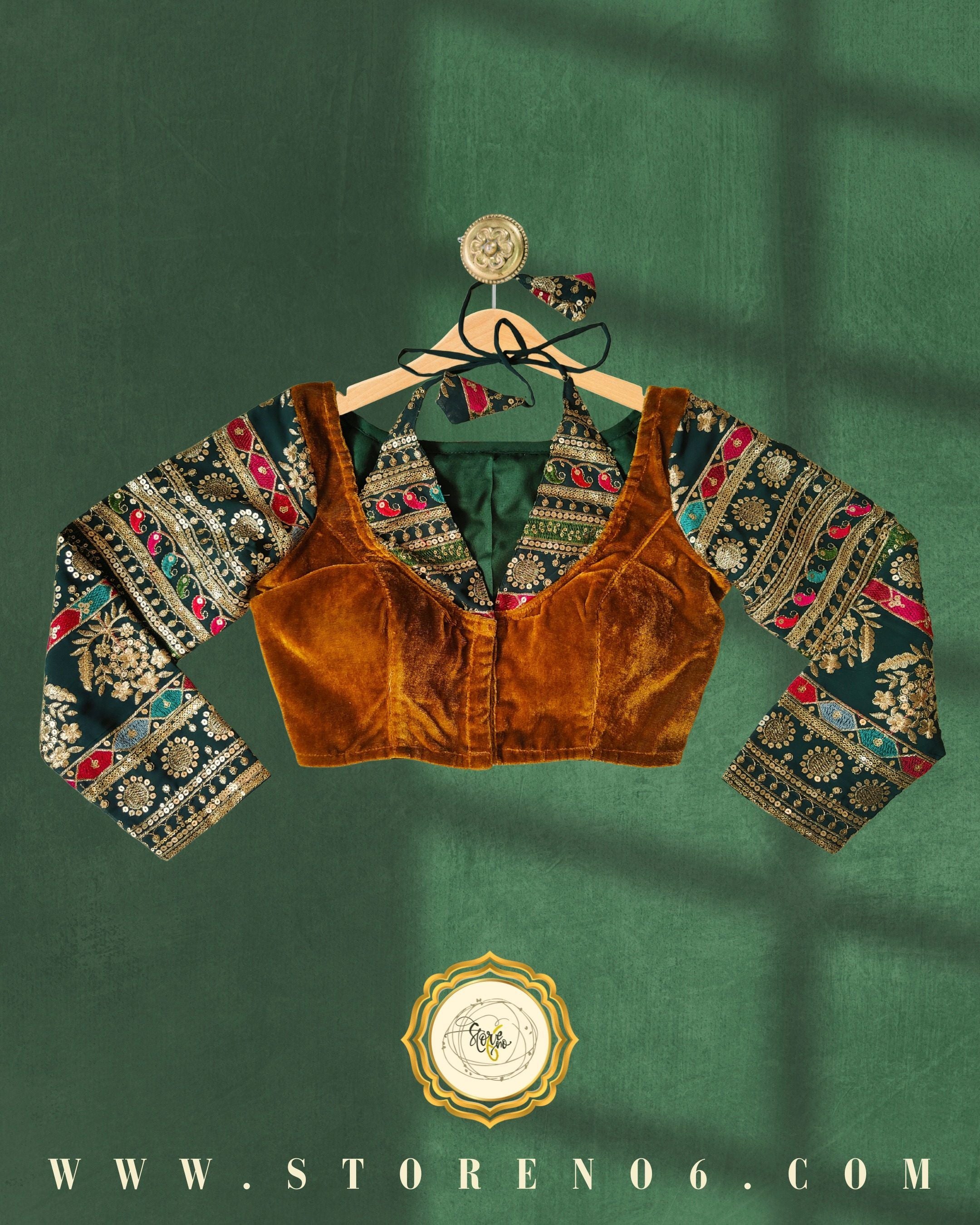 BOTTLE GREEN MULTICOLOR BLOUSE