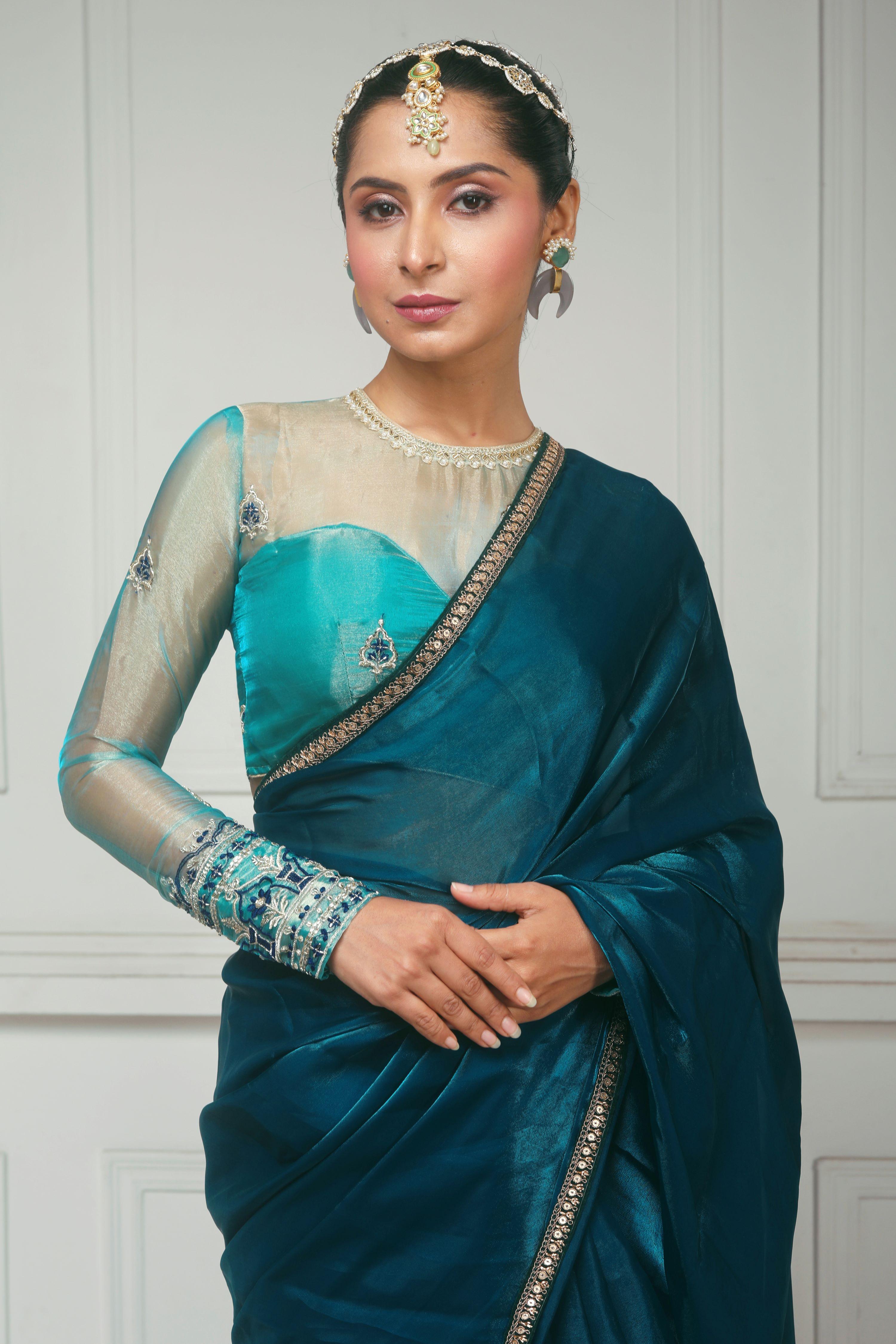 THE SAPPHIRE AFFAIR SAREE  WITH SAPPHIRE SHEESH BLOUSE