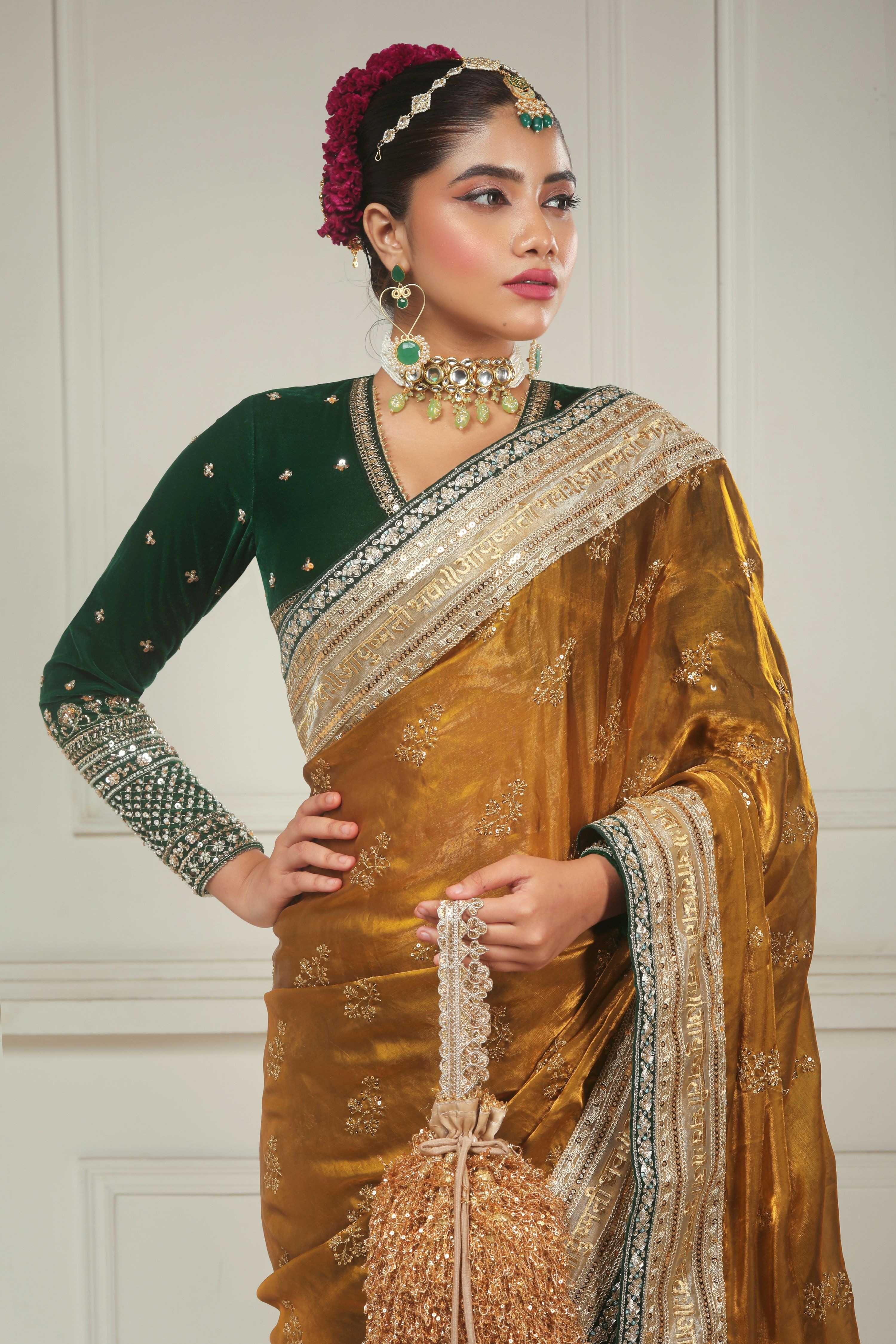 SUNRISE SILHOUETTE SAREE WITH GARDEN GRANDEUR BLOUSE