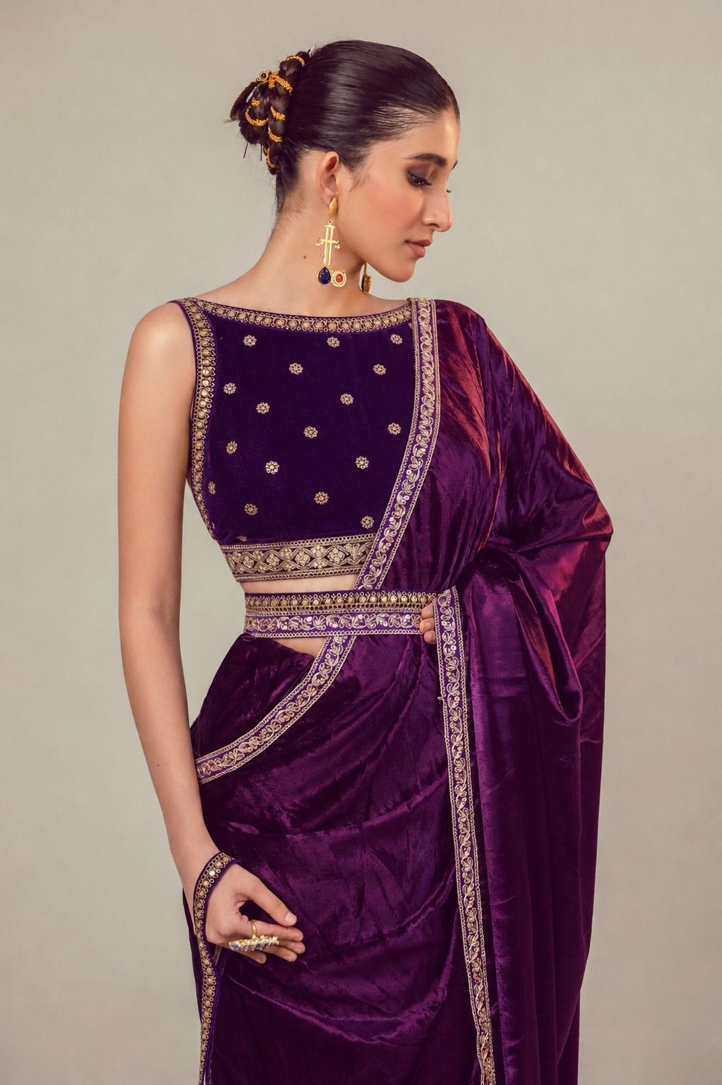 POP PALETTE SAREE WITH BERRY BLOOM BLOUSE