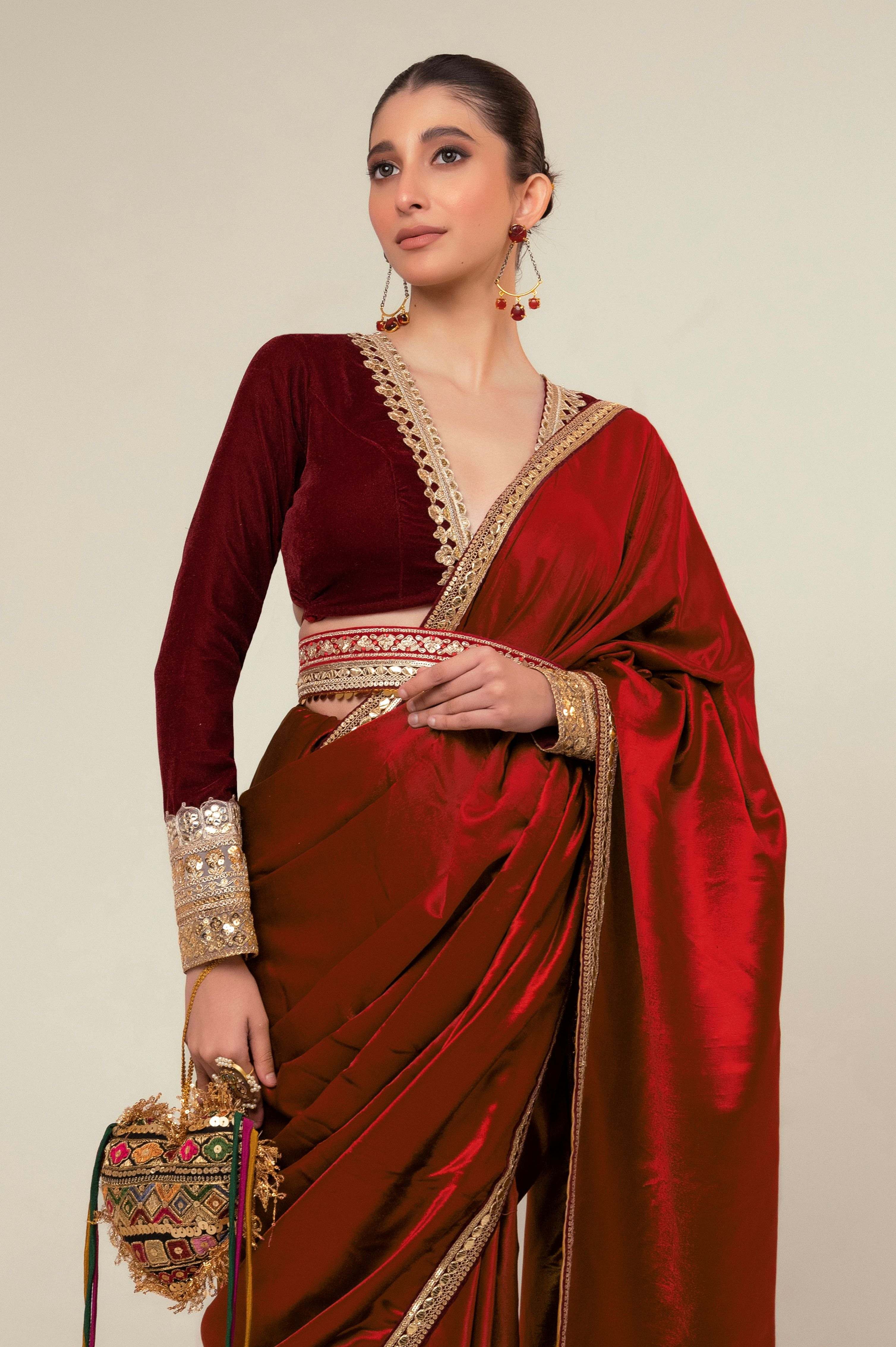 LUXE ROMANCE SAREE WITH OXBLOOD EDGE BLOUSE