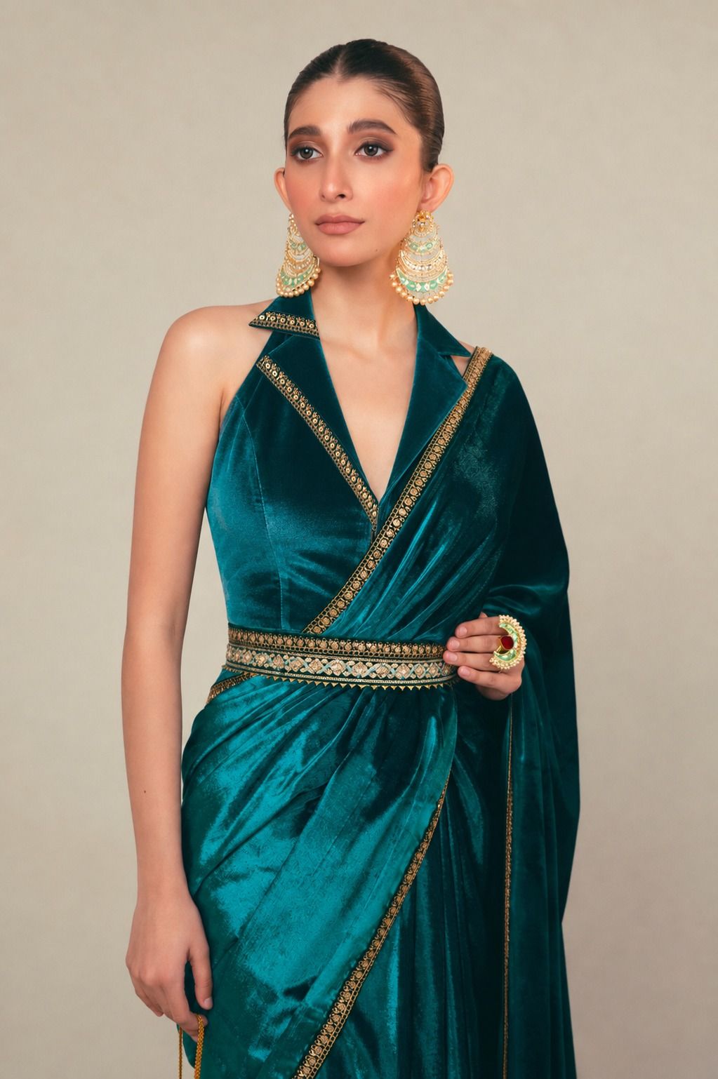 TEAL TEMPT SAREE WITH TEAL THRILL BLOUSE