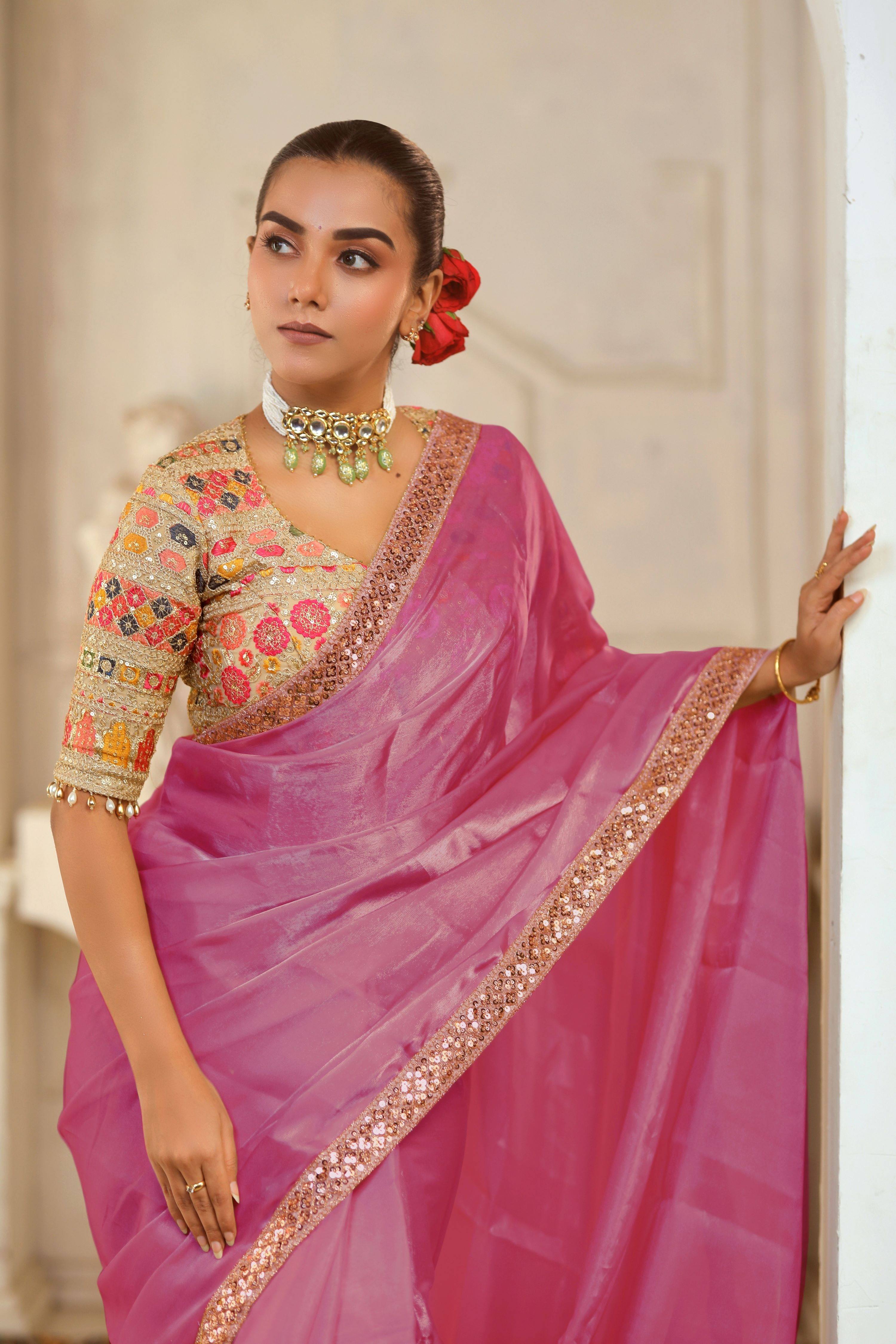 COSMIC CHARM SAREE WITH GUL KAARI SURMAI EDGE BLOUSE