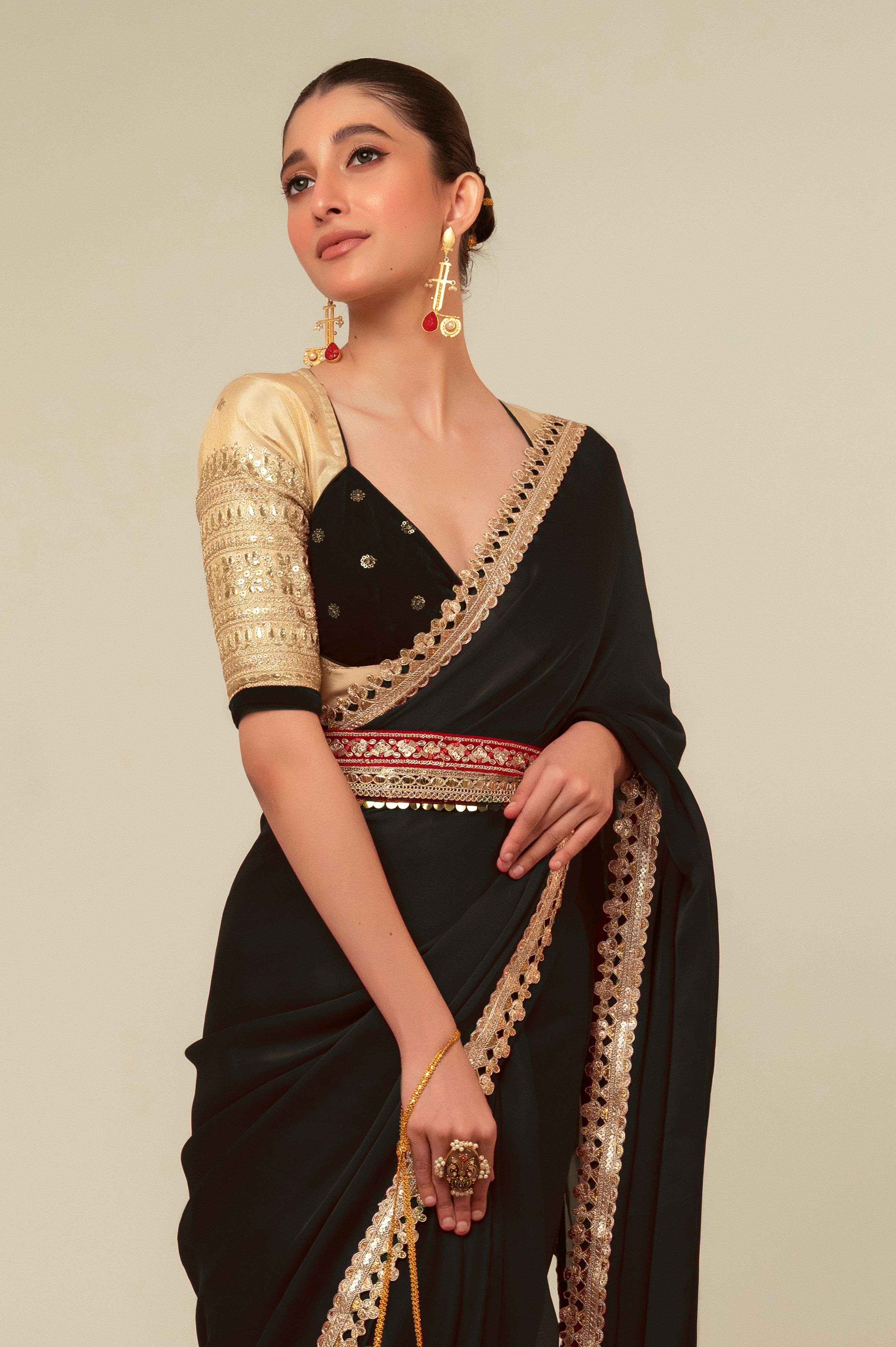 GLAM GROOVE SAREE WITH MYSTIC VANILLA BLOUSE