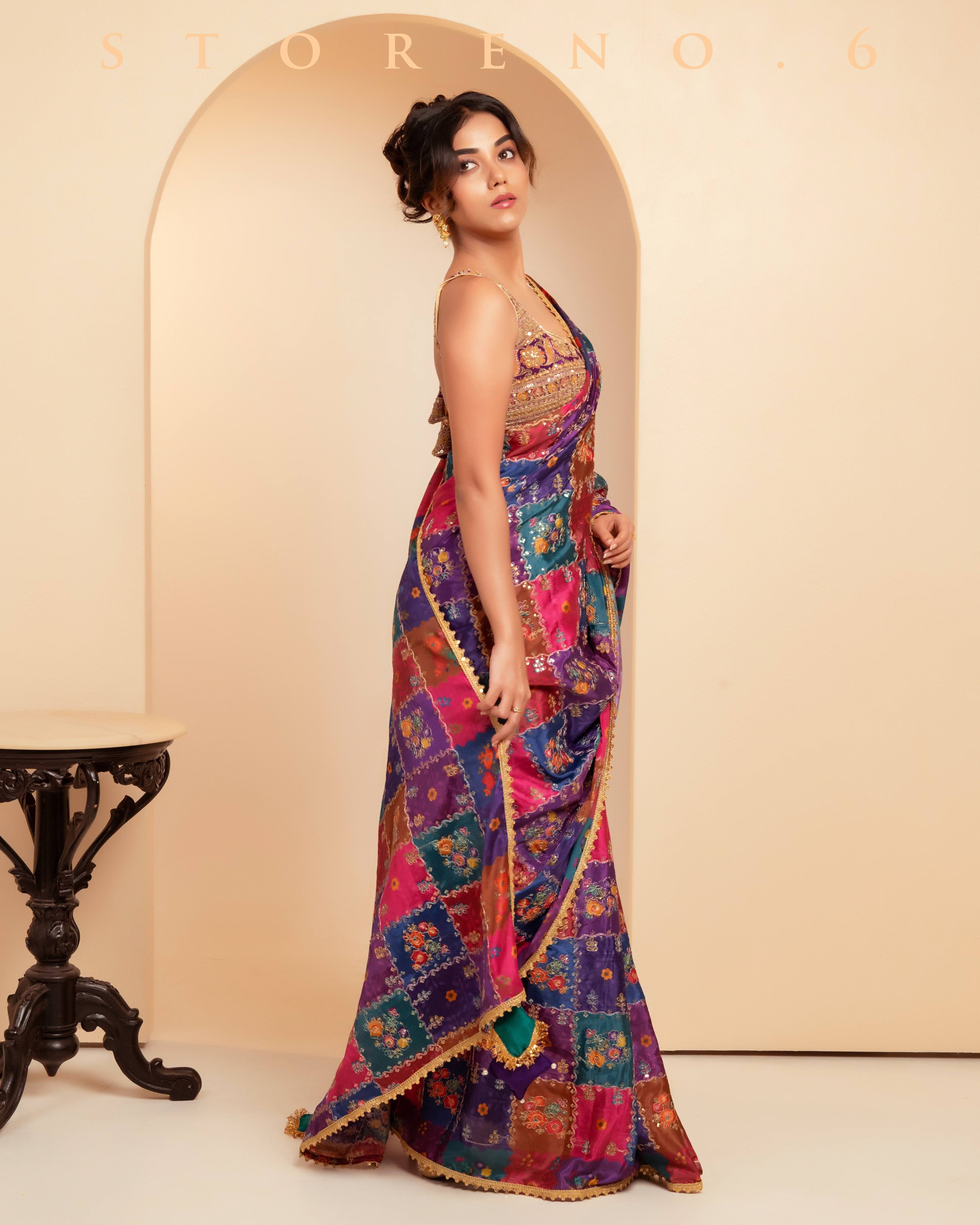 RAISIN RHAPSODY REVIBE SAREE WITH PLUM PARADISE CHIC BLOUSE