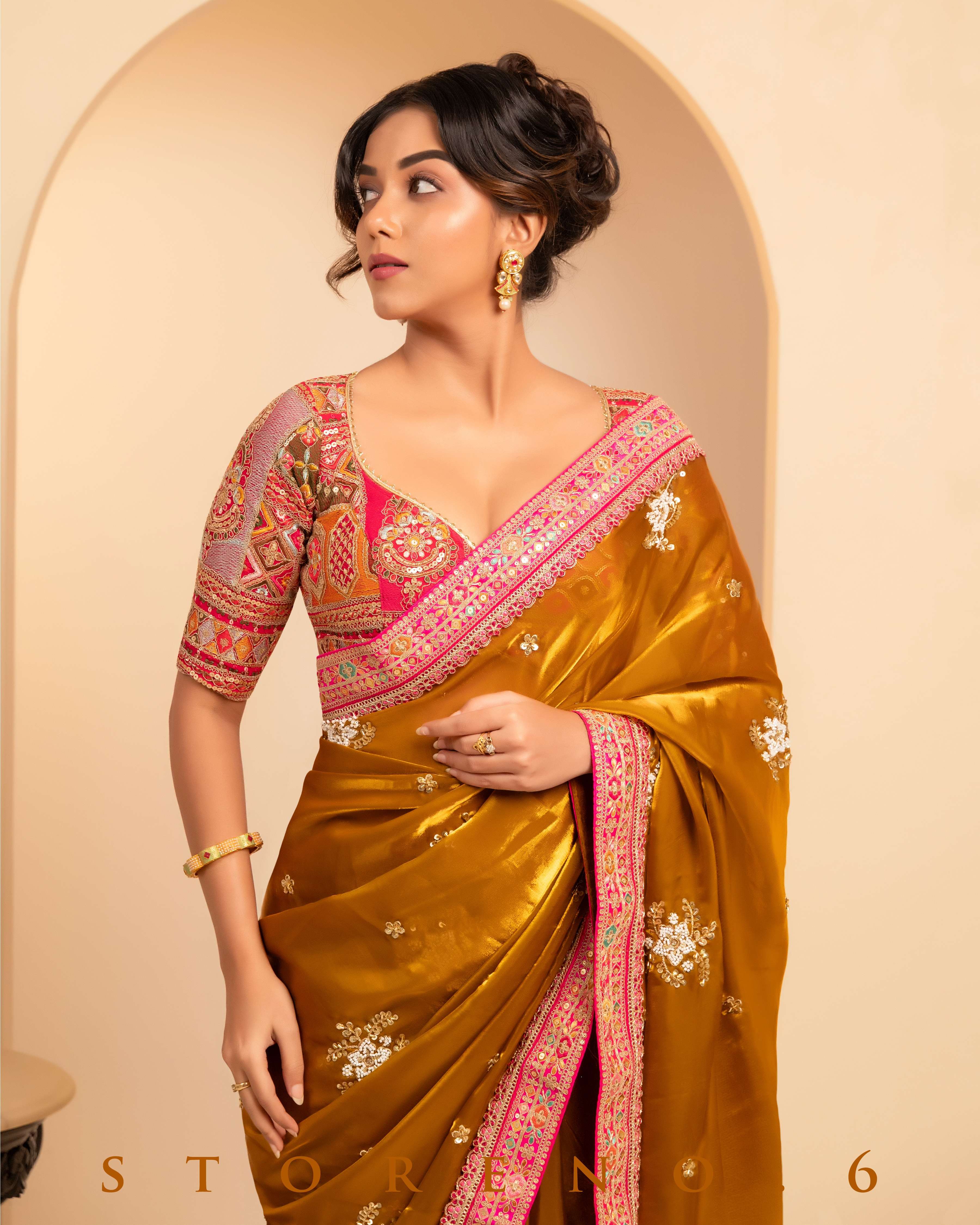 ETHEREAL EMPRESS SAREE WITH FUCHSIA FUSION FESTIVE BLOUSE