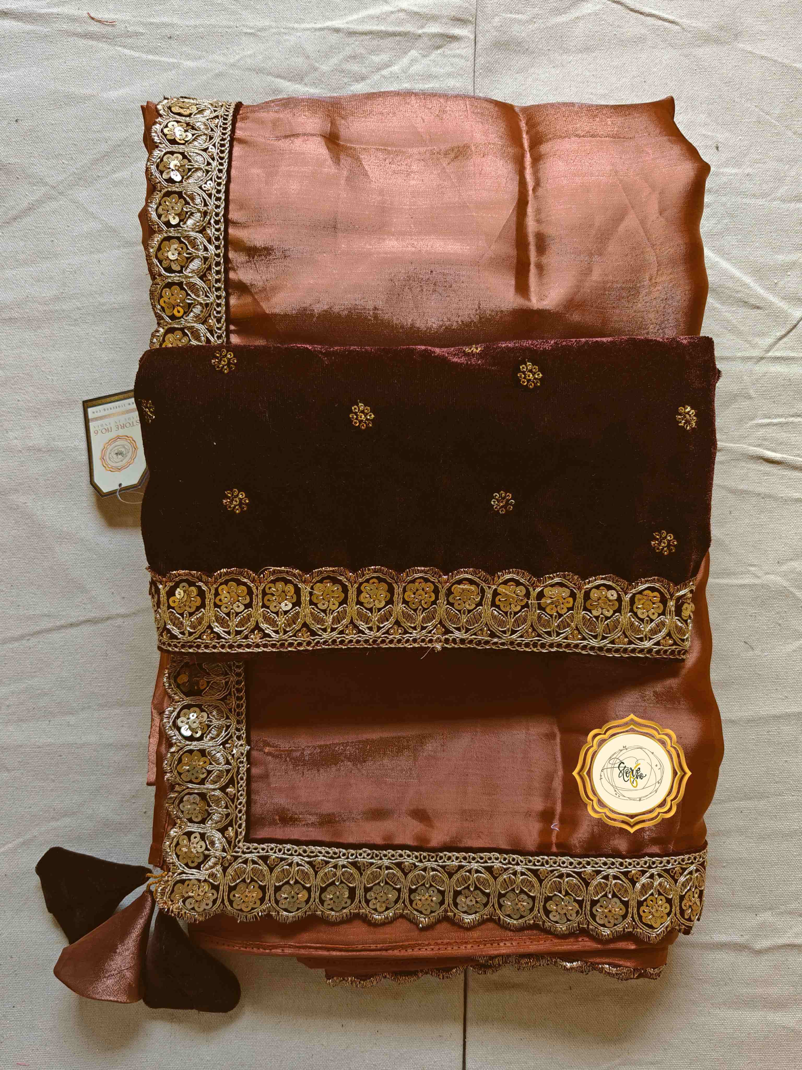 PREMIUM COPPER SAREE WITH UNSTITCHED BLOUSE