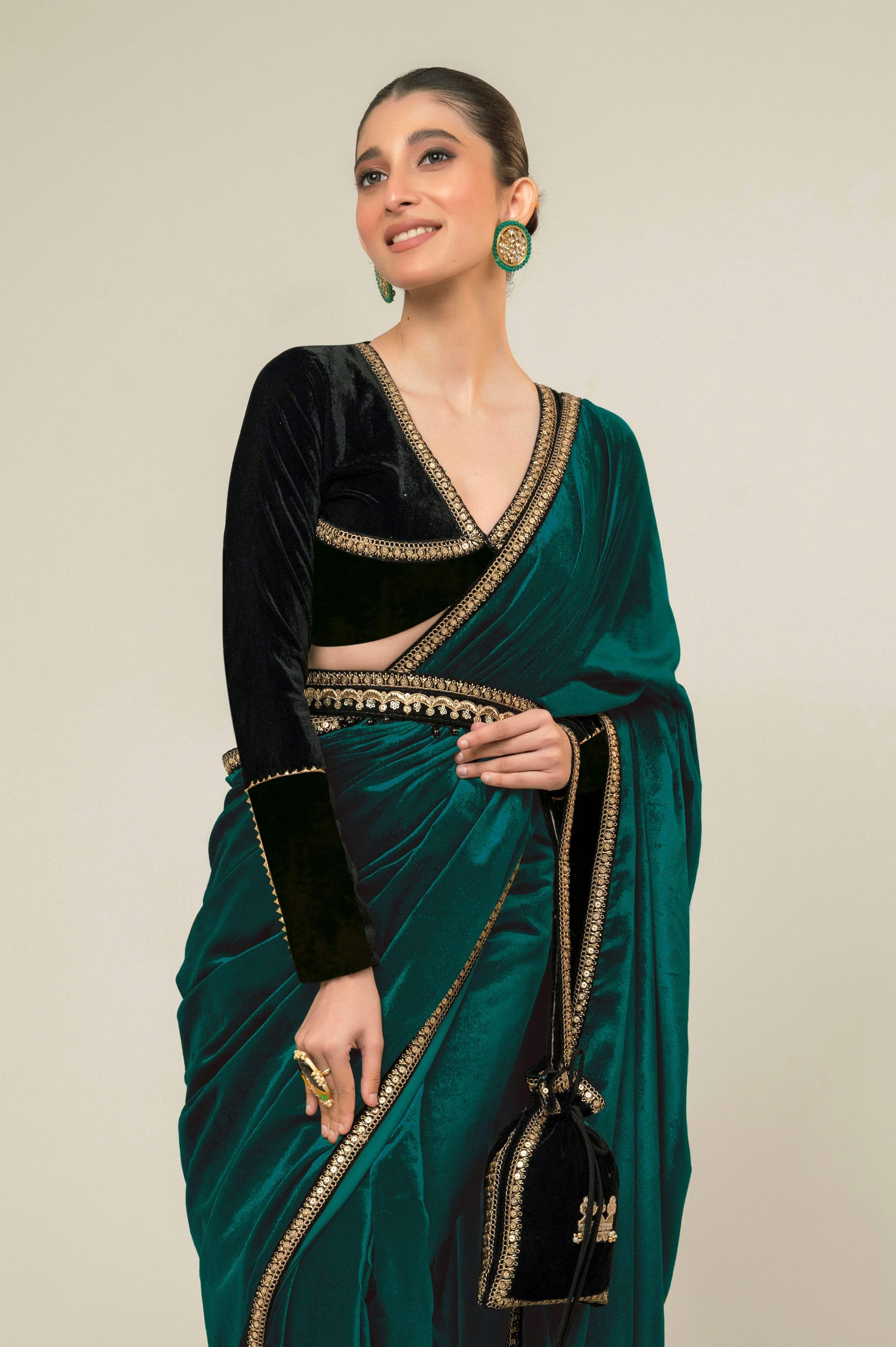 SEA SYMPHONY SAREE WITH MIDNIGHT CHARM BLOUSE