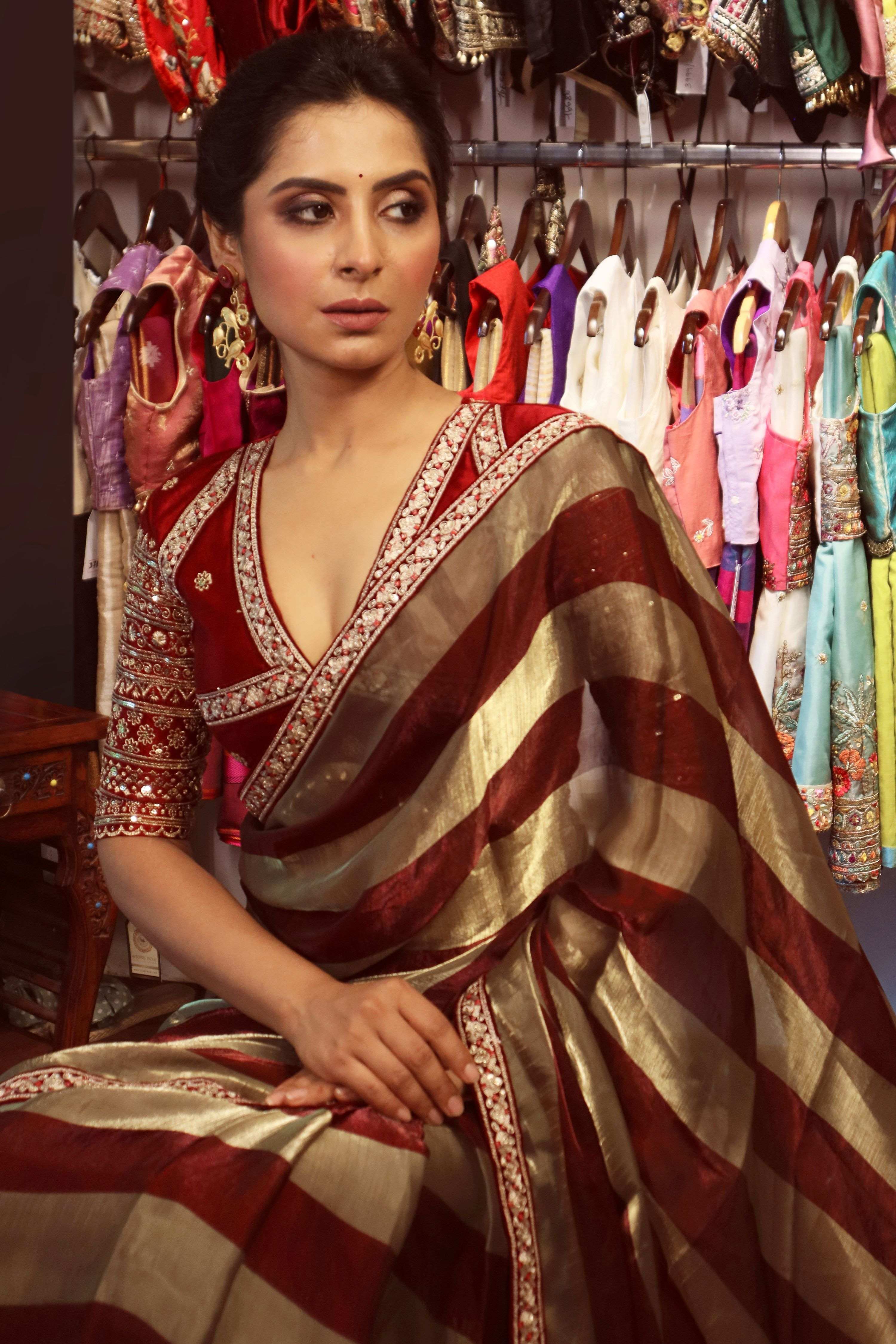 CRIMSON CONTOUR SAREE WITH AMOUR APPEAL BLOUSE