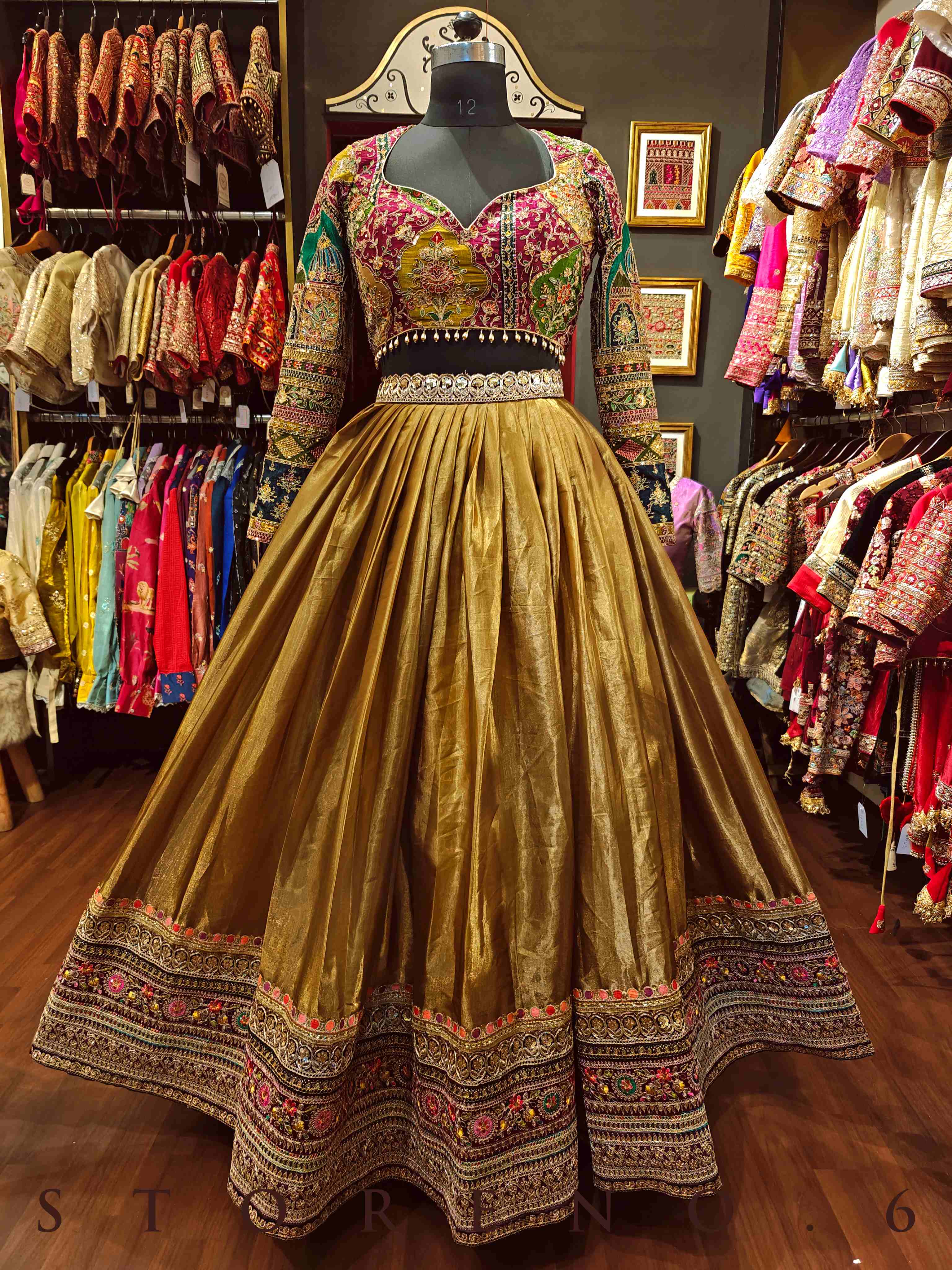 ROSHNI LEHENGA SKIRT WITH STITCHED BLOUSE(WITH CANCAN)