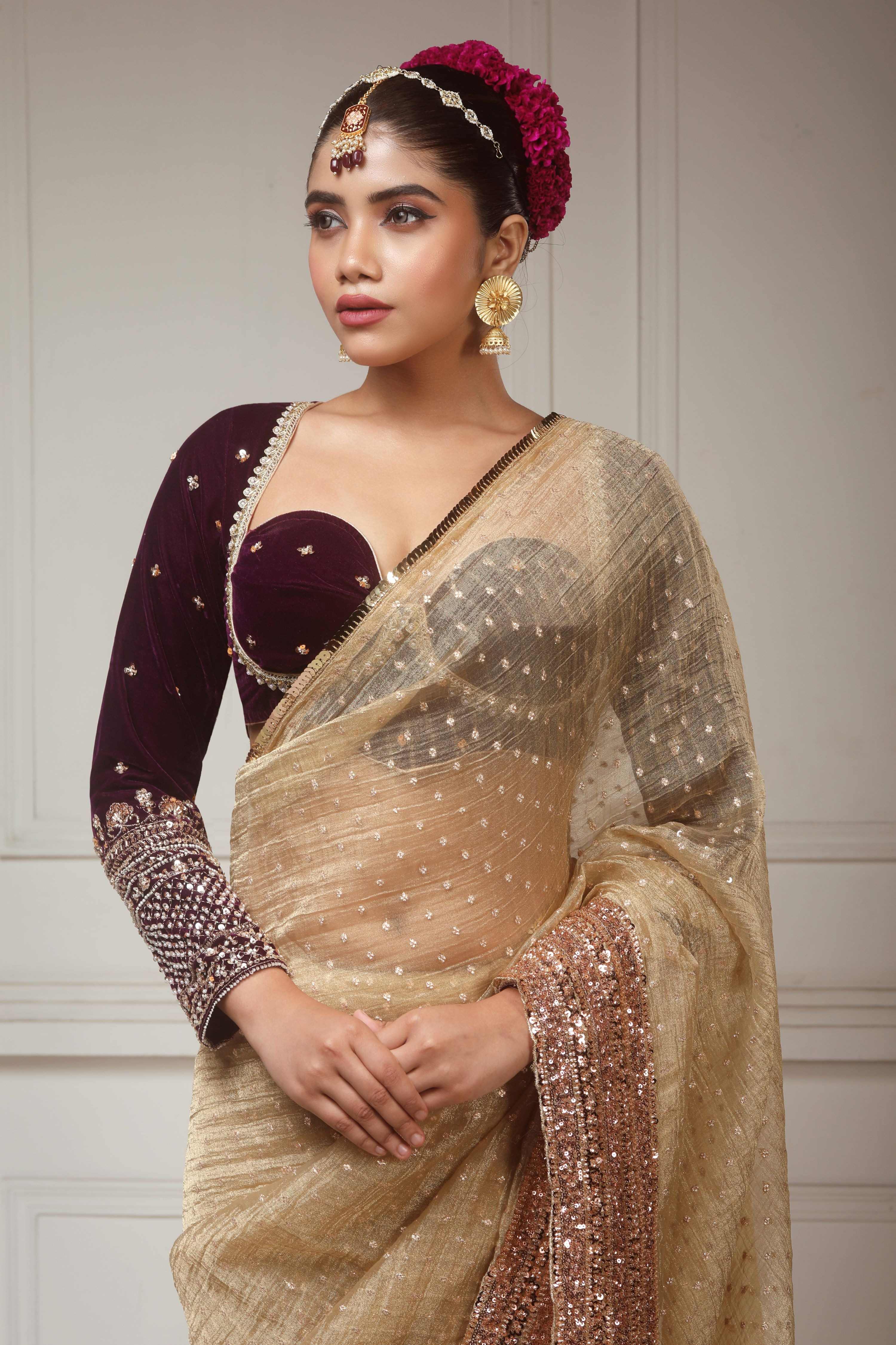 SUNKISSED DESIRE SAREE WITH GLAM GRANDEUR BLOUSE