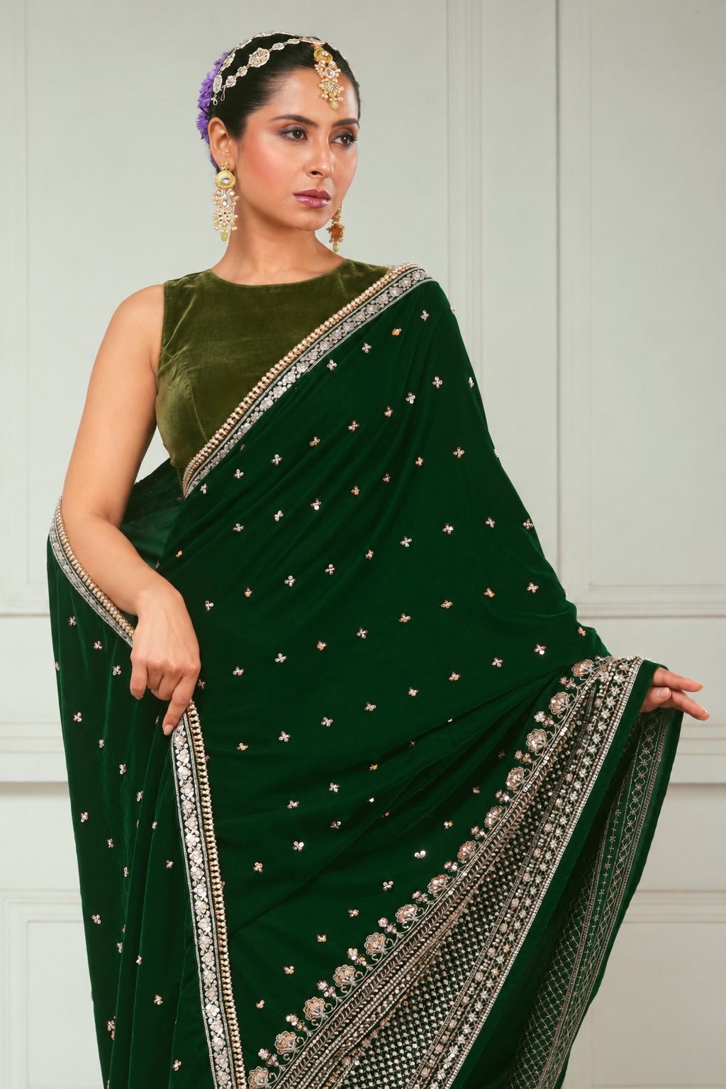 GARDEN GRANDEUR SAREE AND BLOUSE SET