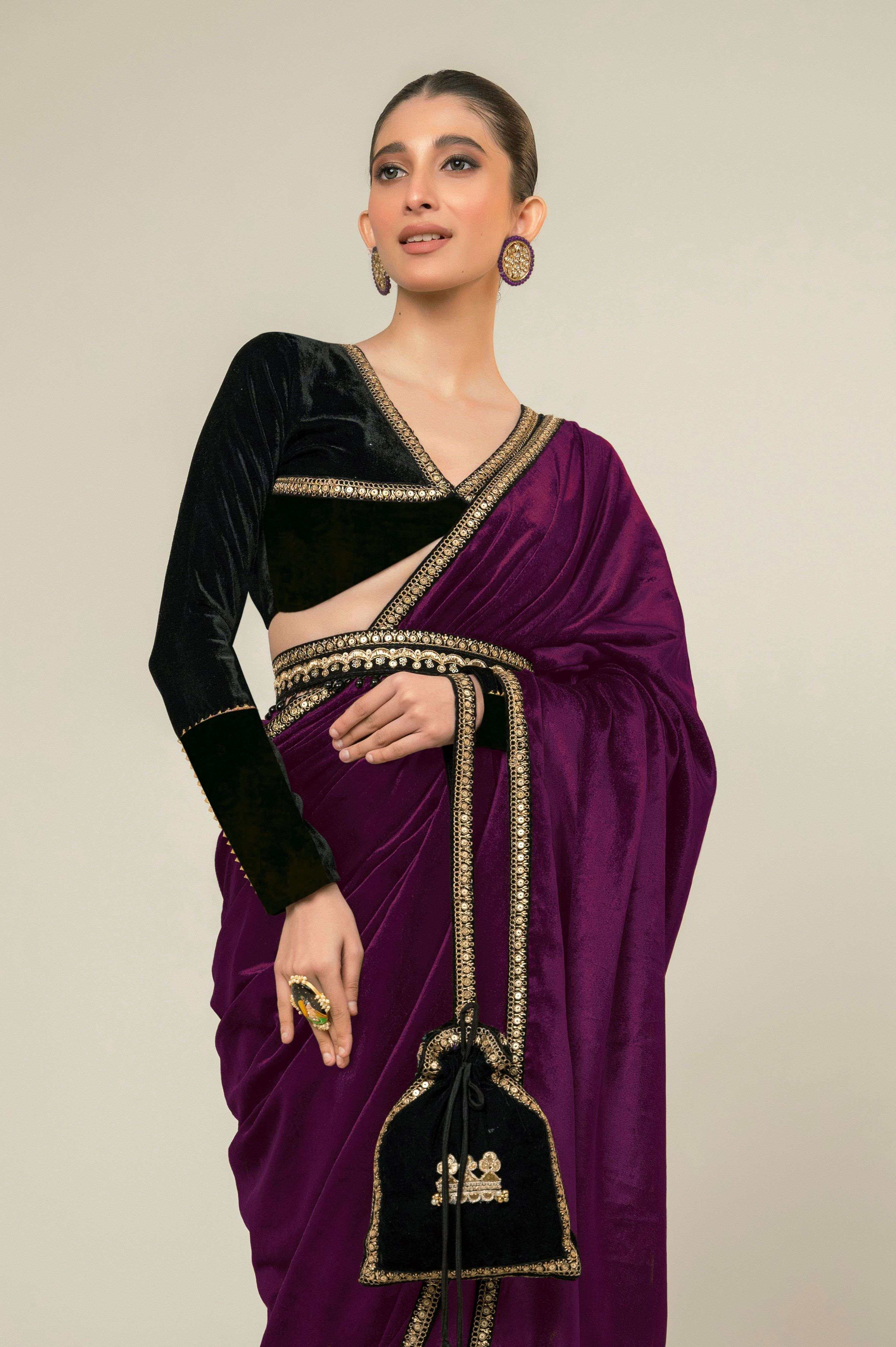 CROWN CHARM SAREE WITH MIDNIGHT CHARM BLOUSE