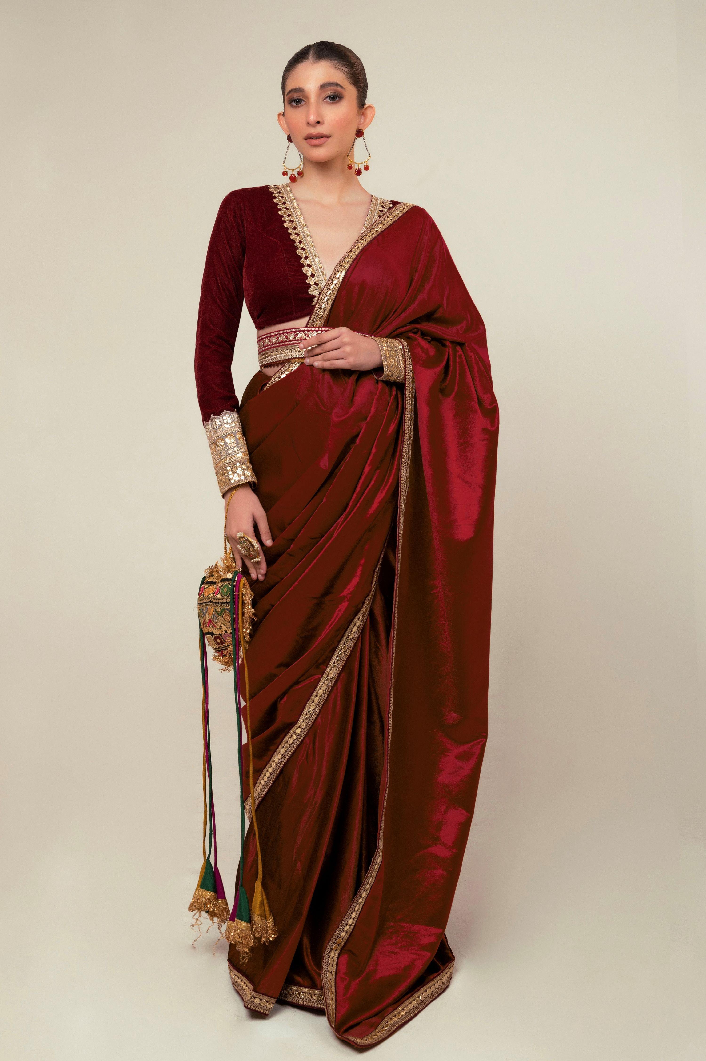 LUXE ROMANCE SAREE WITH OXBLOOD EDGE BLOUSE
