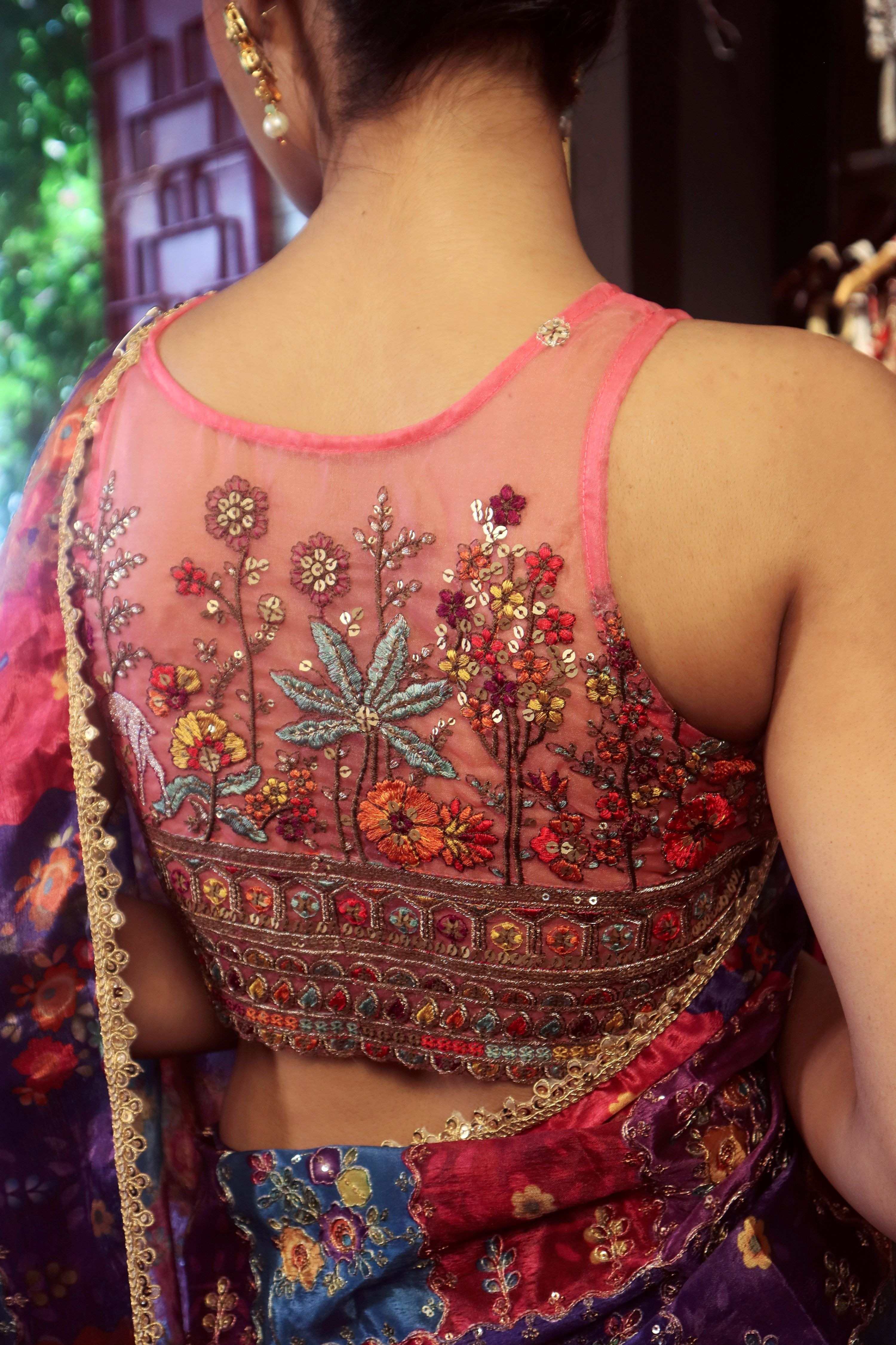 RAISIN RHAPSODY SAREE WITH BLUSH HORIZON BLOUSE