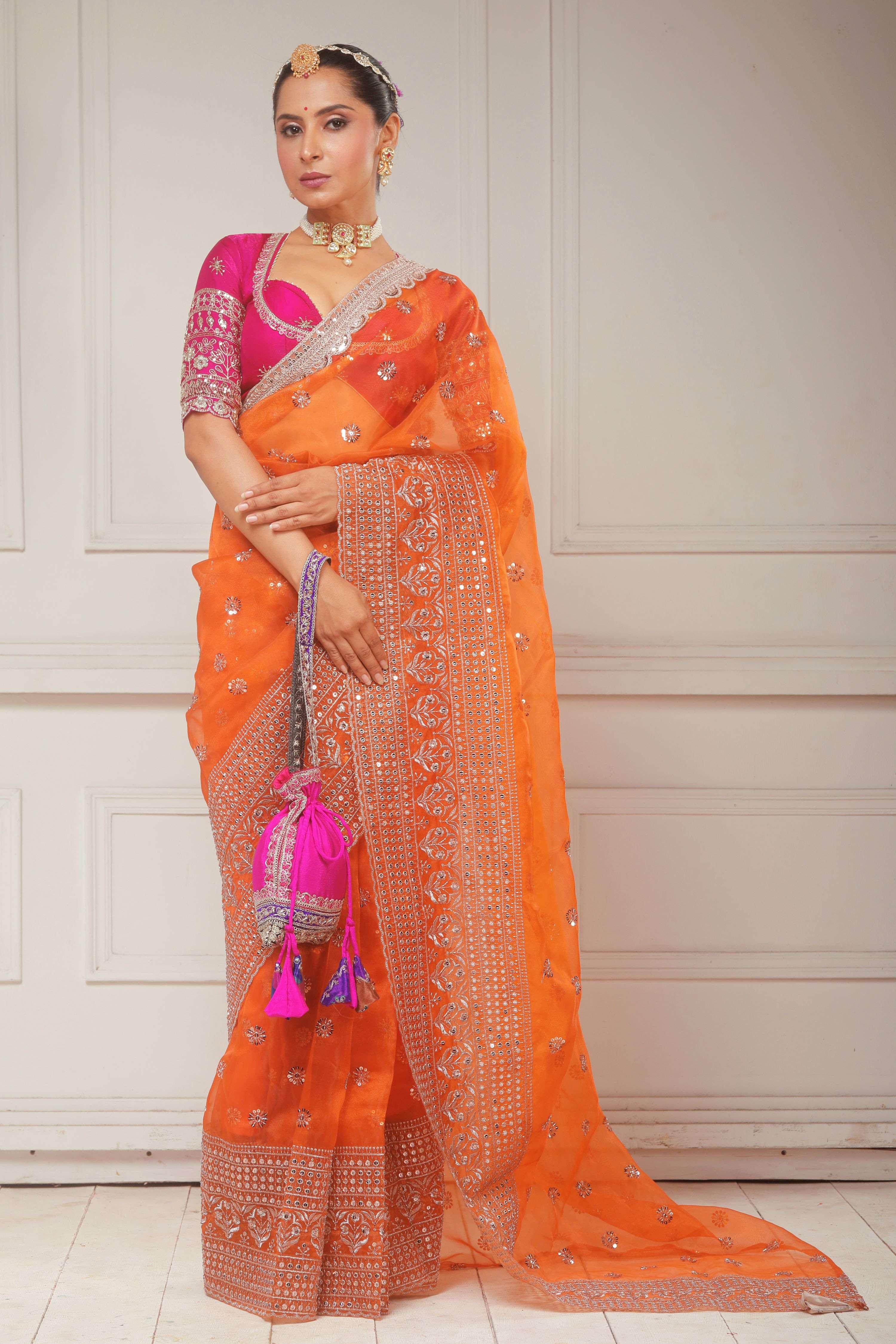 TANGERINE POETRY SAREE