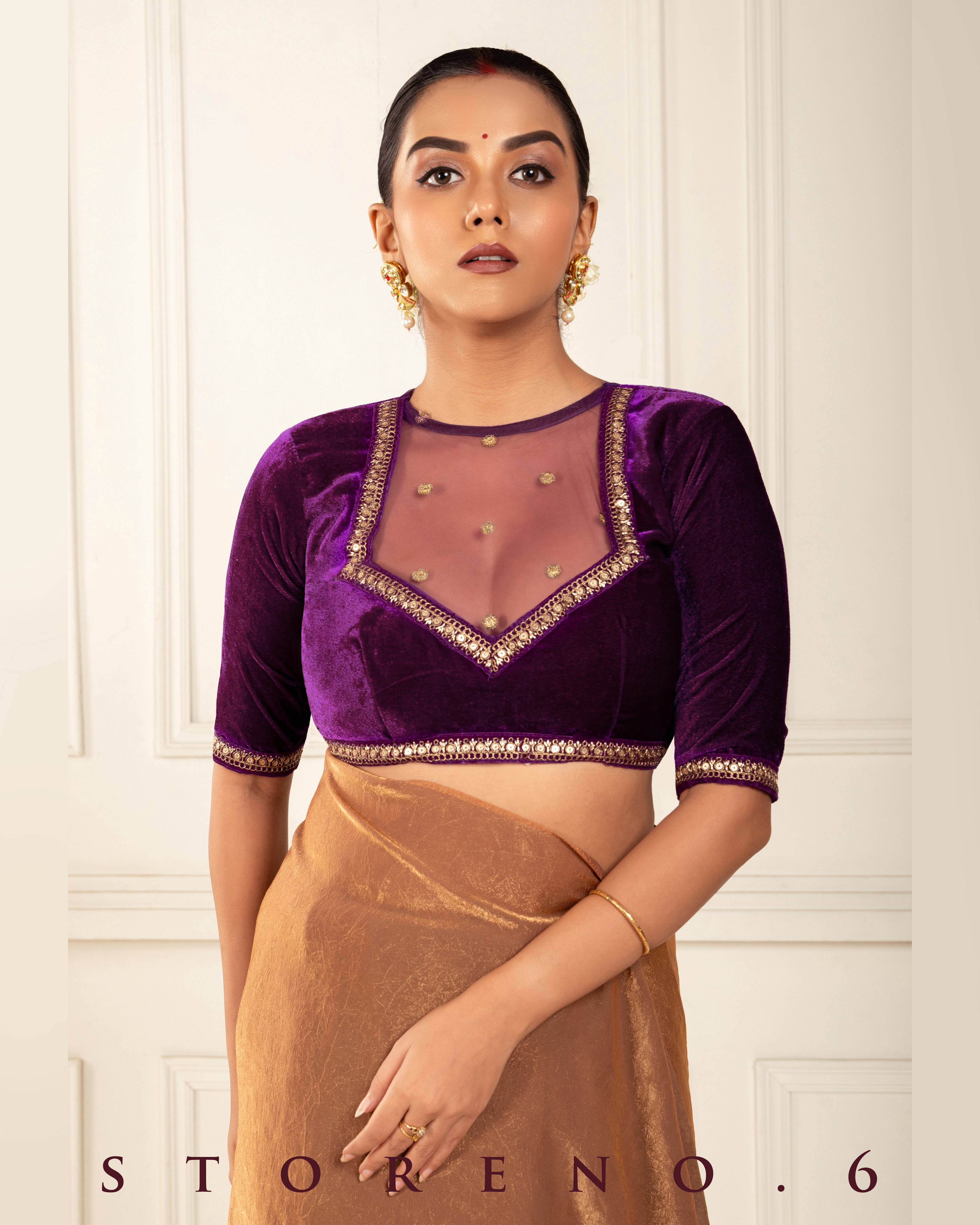 BRONZE BEWITCH SAREE WITH PLUM POISE BLOUSE