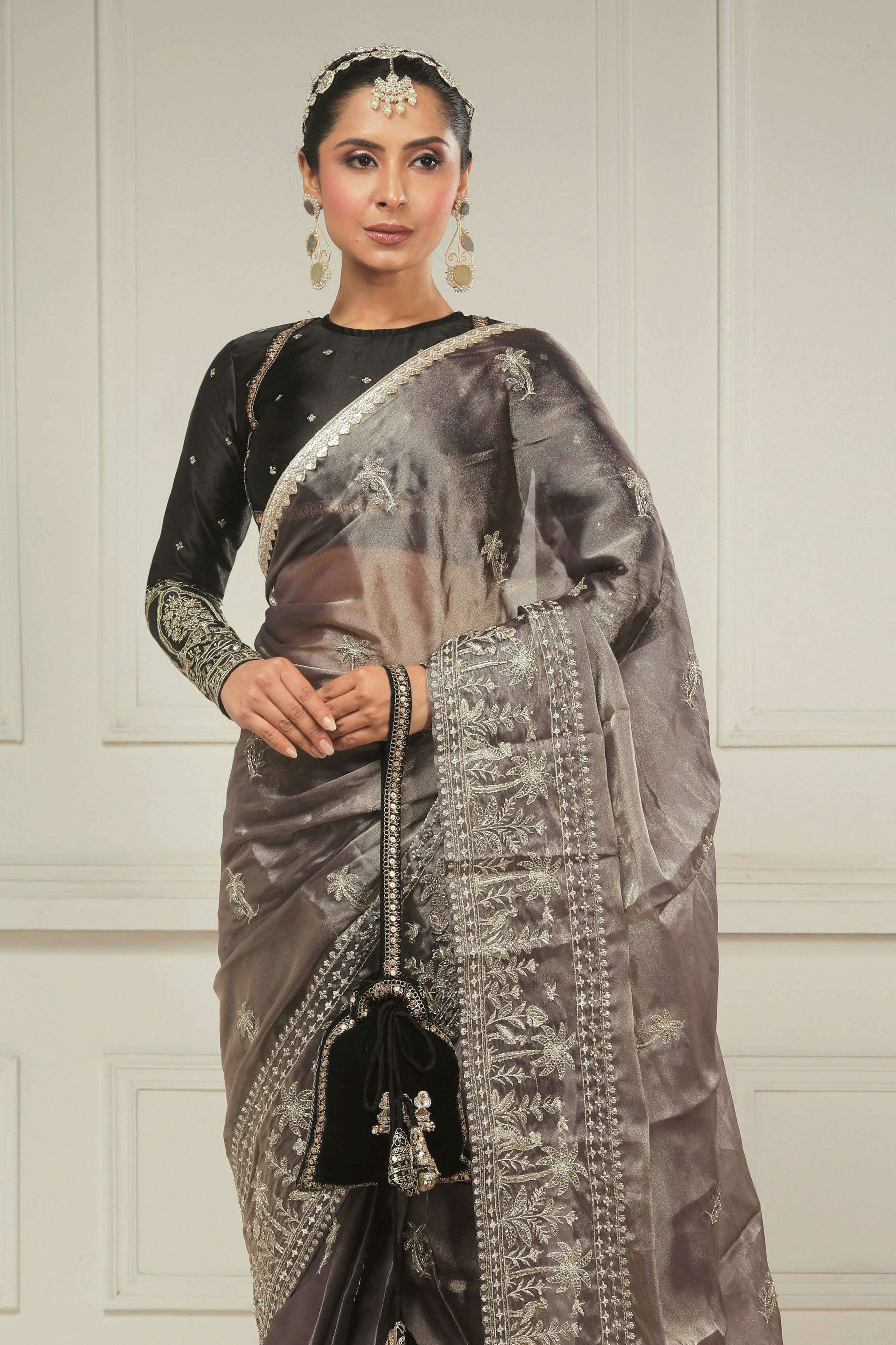 COCOA CRUSH SAREE WITH TUX TRIBUTE BLOUSE