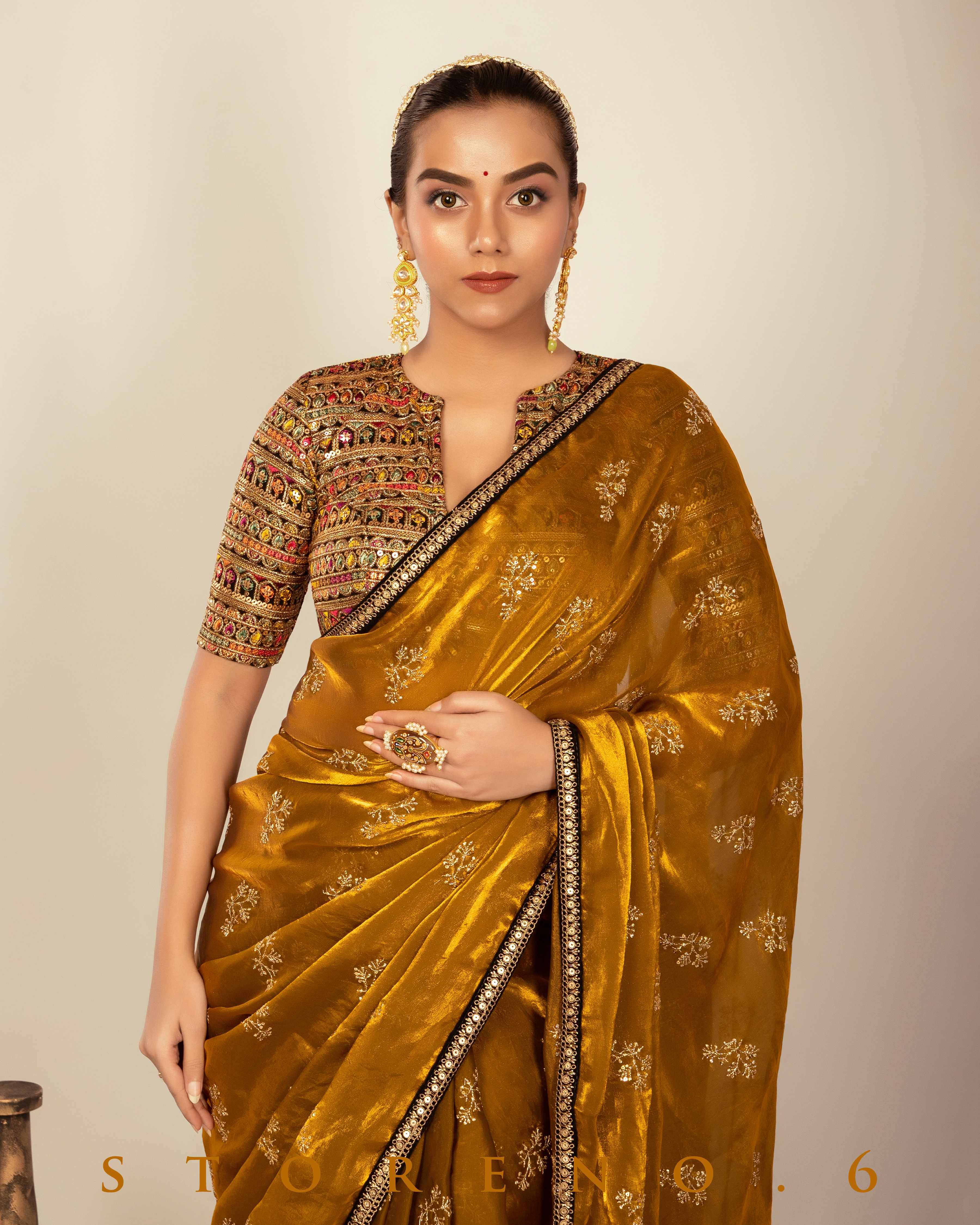 HONEY HORIZON SAREE WITH CLASSICAL CHARM BLOUSE