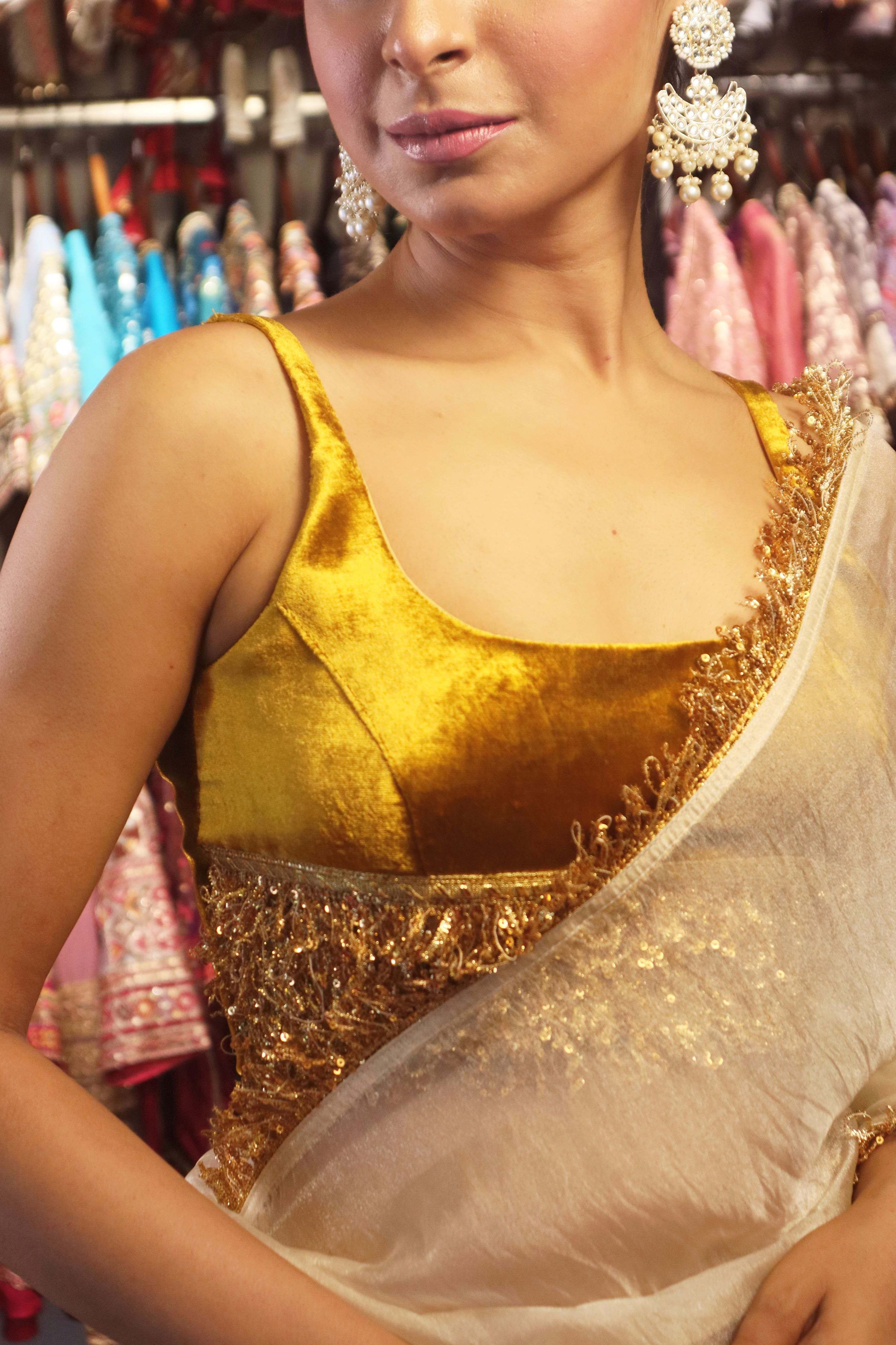 DAZZLE DRAPE SAREE WITH CHROME CRUSH BLOUSE