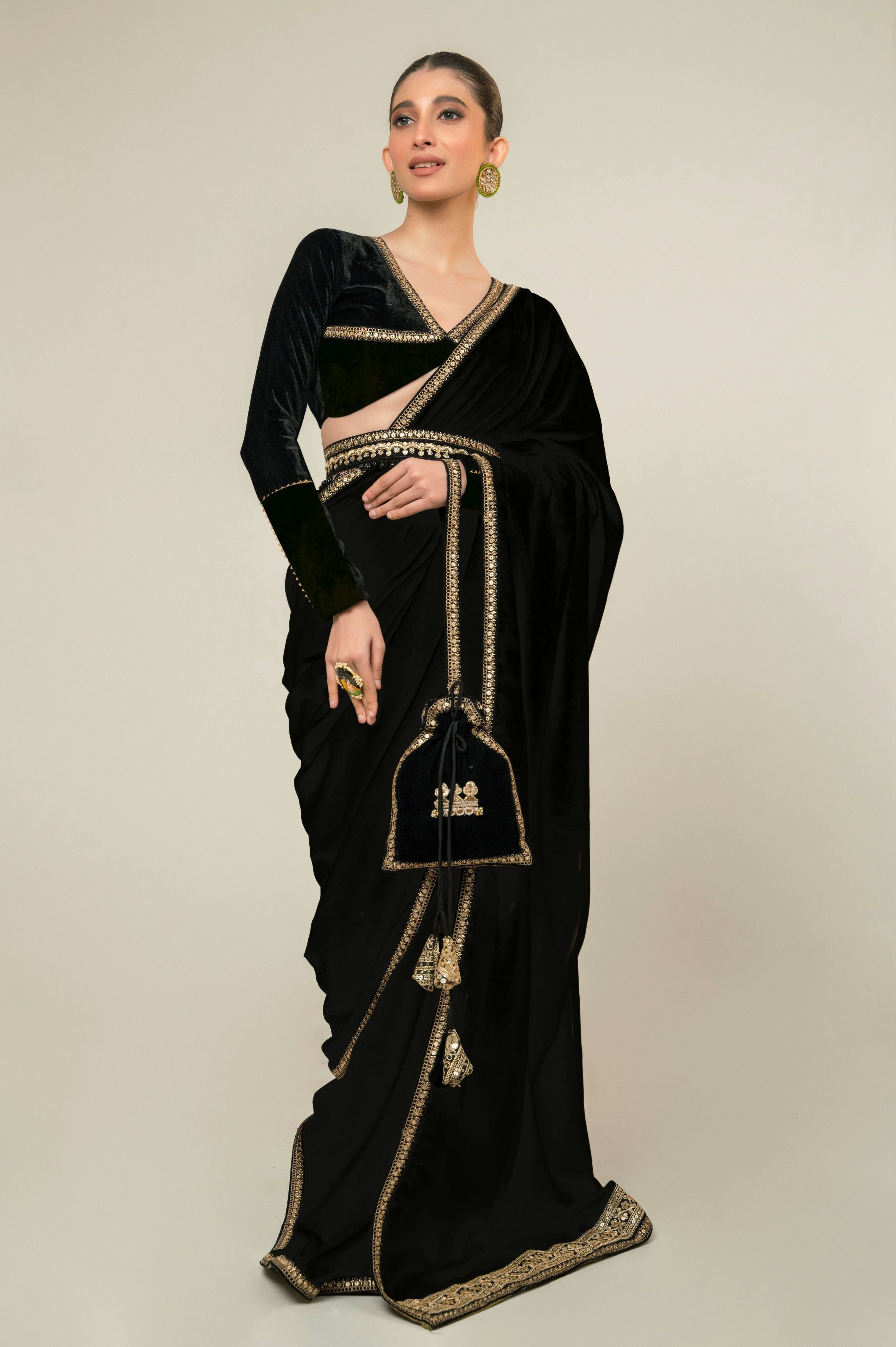 VELVET VANITY SAREE WITH MIDNIGHT CHARM BLOUSE