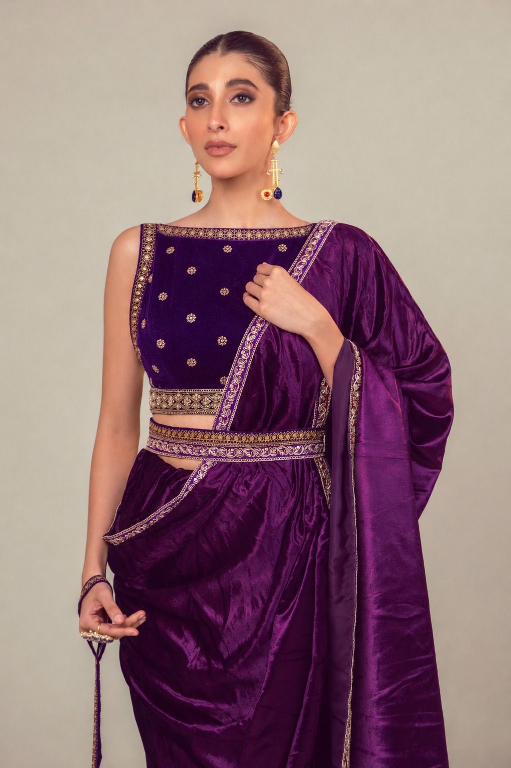 POP PALETTE SAREE WITH BERRY BLOOM BLOUSE