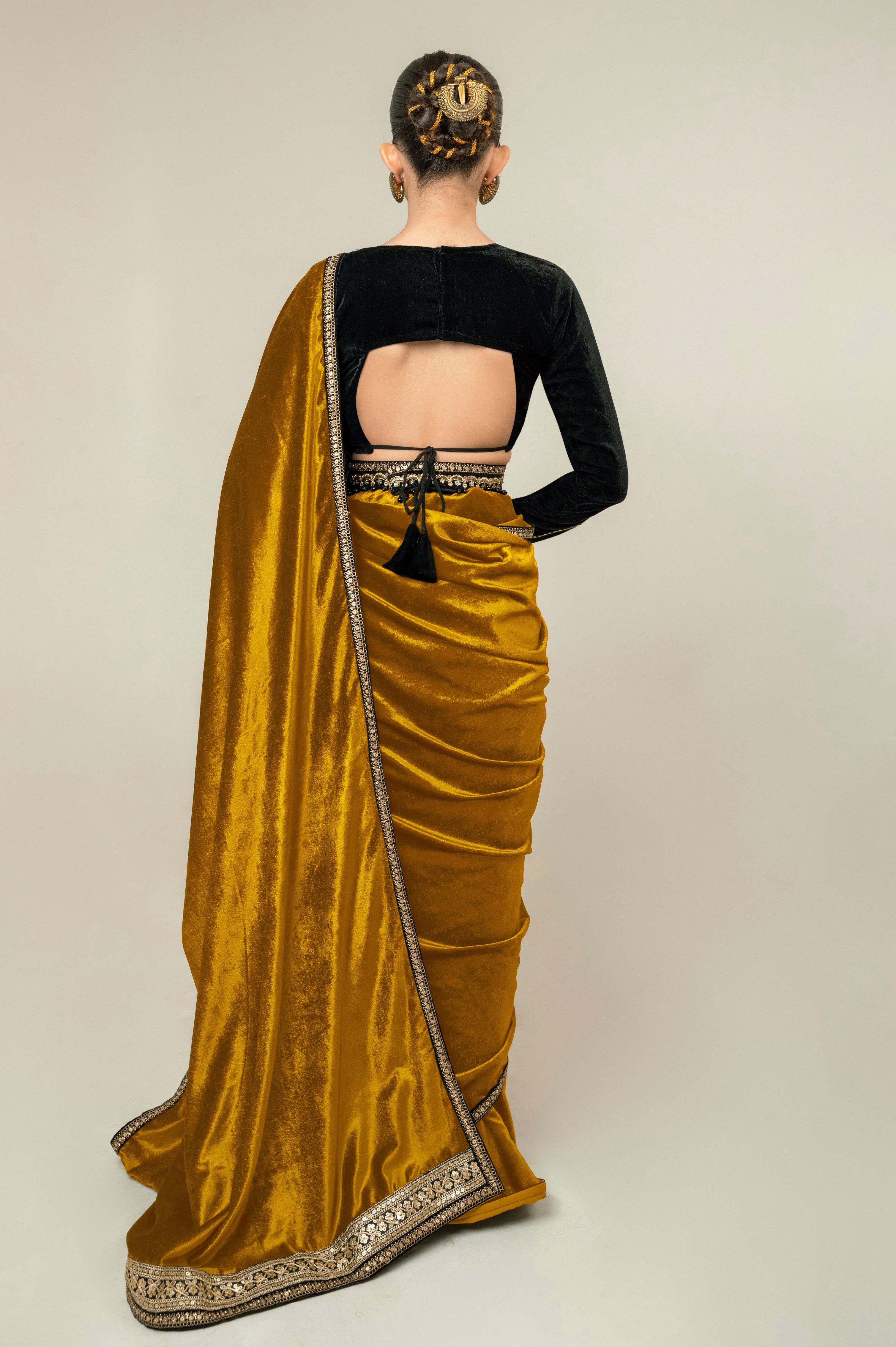 HONEY HEIRLOOM SAREE WITH MIDNIGHT CHARM BLOUSE