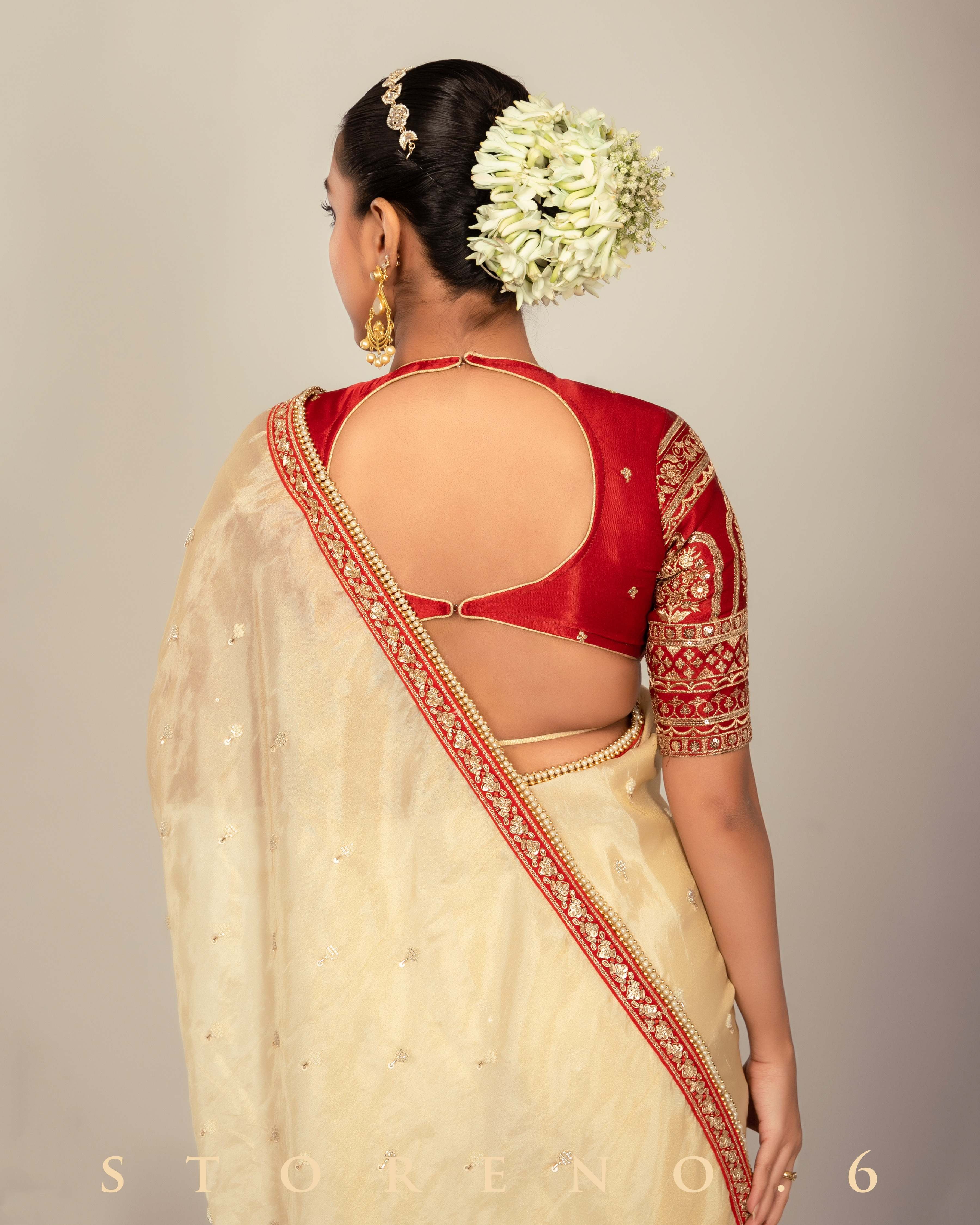 IMPERIAL IVORY INSIGHT SAREE WITH TIMELESS TROUSSEAU BLOUSE