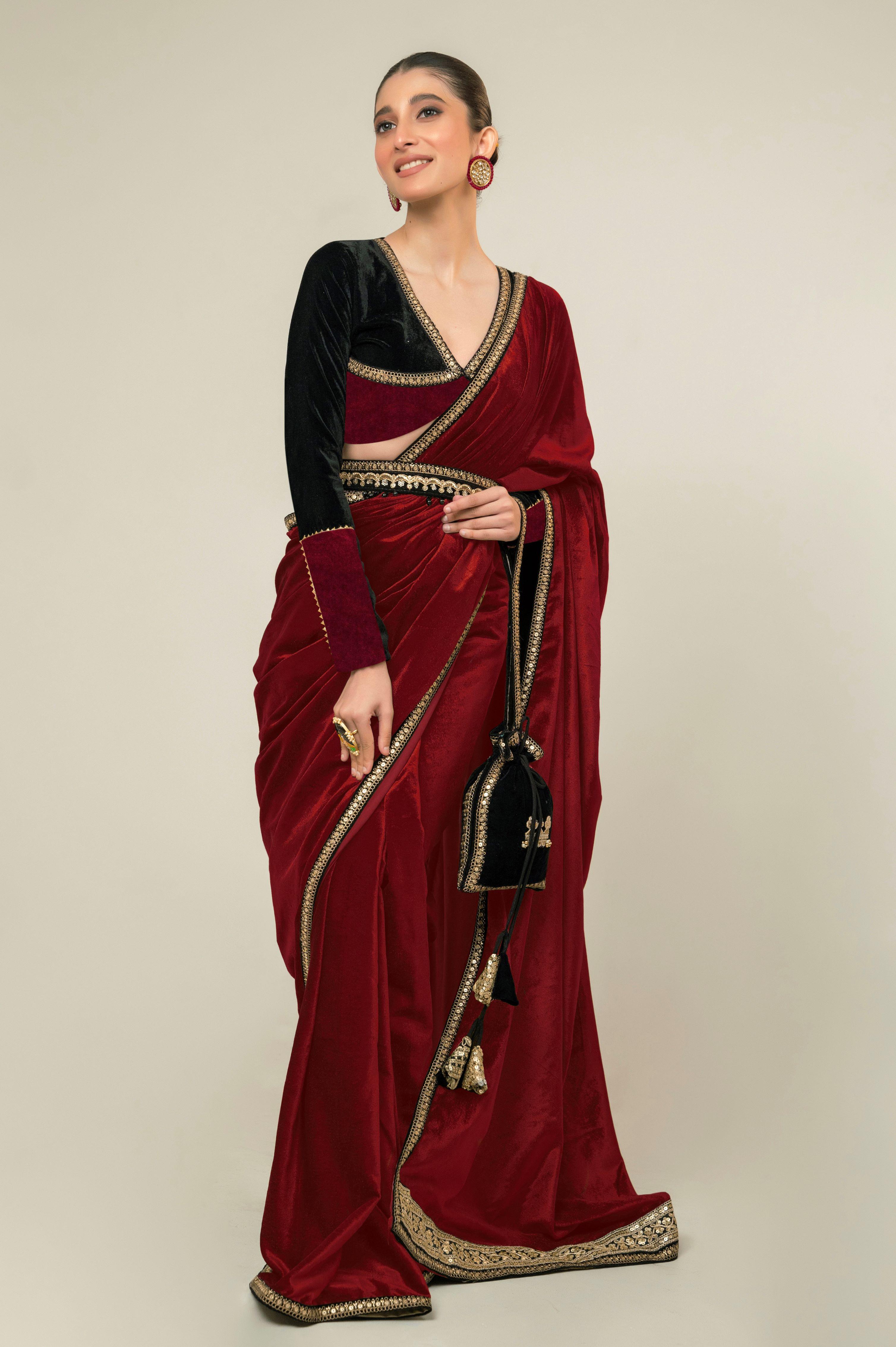 RUBY ROUGE SAREE AND BLOUSE SET
