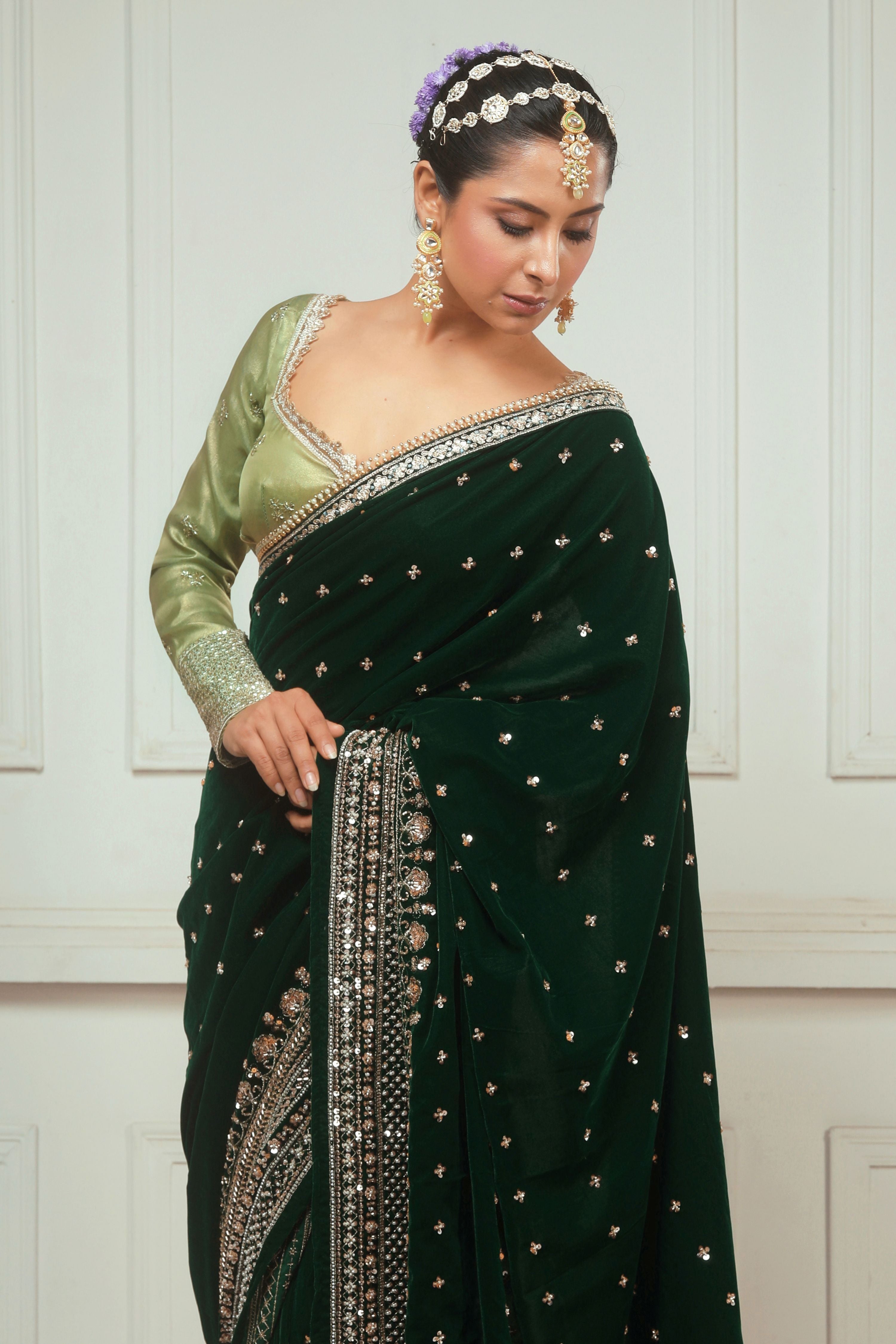 GARDEN GRANDEUR SAREE WITH SAGE FANTASY BLOUSE