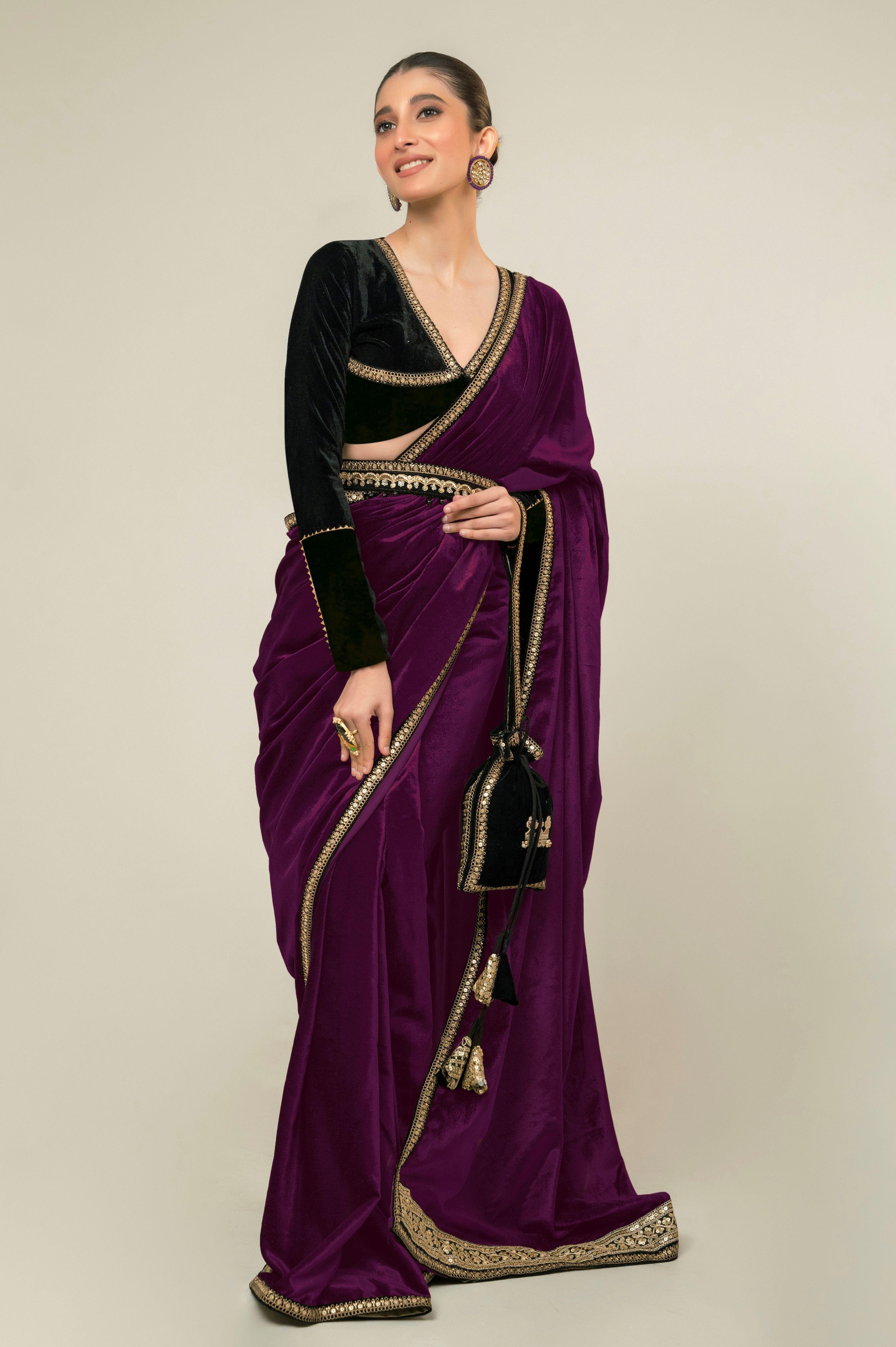 CROWN CHARM SAREE WITH MIDNIGHT CHARM BLOUSE